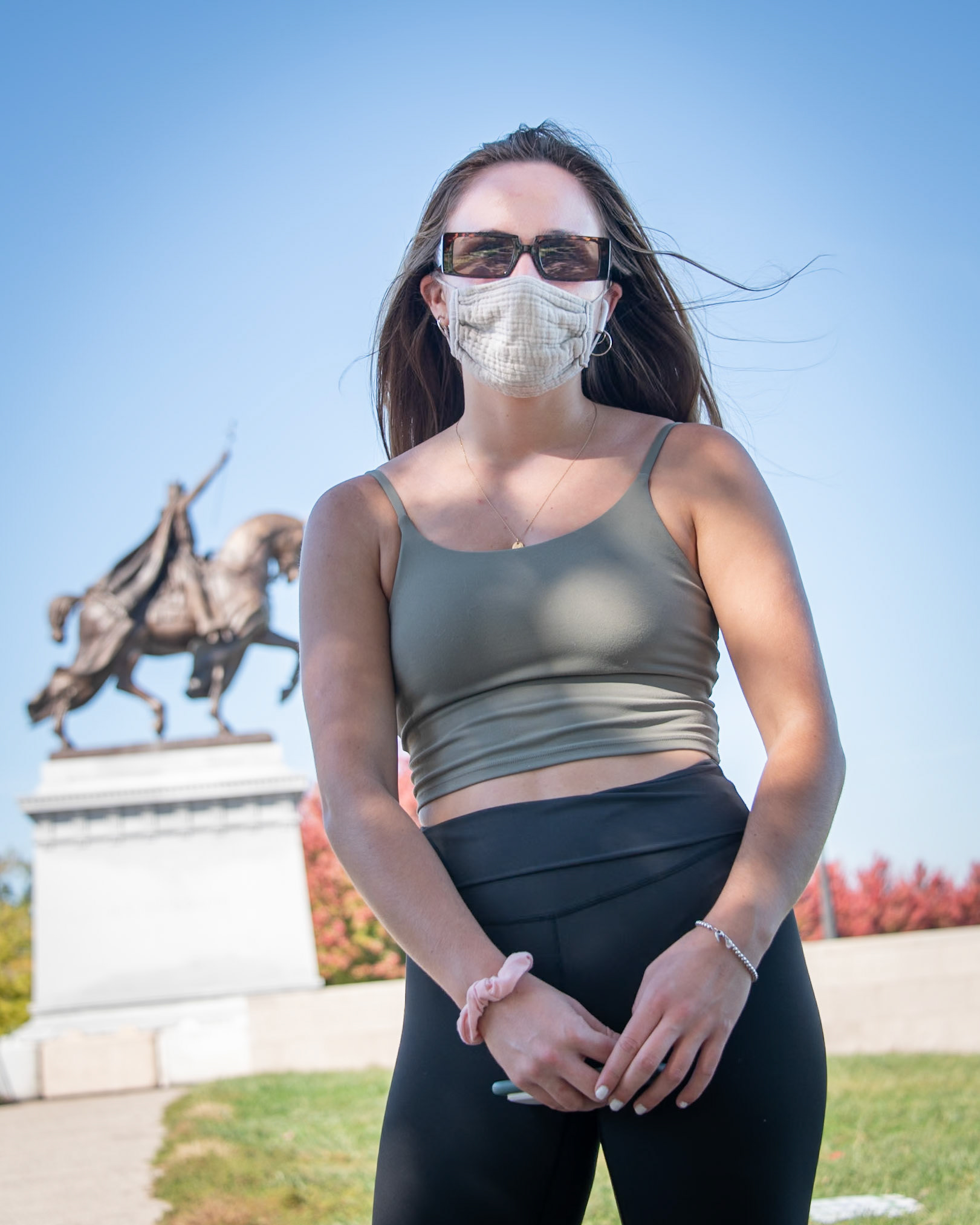Q: How do you feel about wearing face masks?  A: I'm used to it. I lived in New York City until last March. We wore them everywhere, so it's OK.   Q: How would you compare St. Louis to New York City, in how people are responding?   A: I was nervous about coming to St. Louis initially, but it's been OK. In NYC, we wore masks everywhere and kept them on from the minute we stepped out the door. In apartment buildings, we put them on the second we stepped into the hallway. We wore them inside, outside, everywhere. In St. Louis, people are wearing them, but it's more relaxed.   Q: How do you feel about that? Do you have a preference?   A: Both work. I probably prefer the more strict approach, but I'm not concerned in St. Louis.
