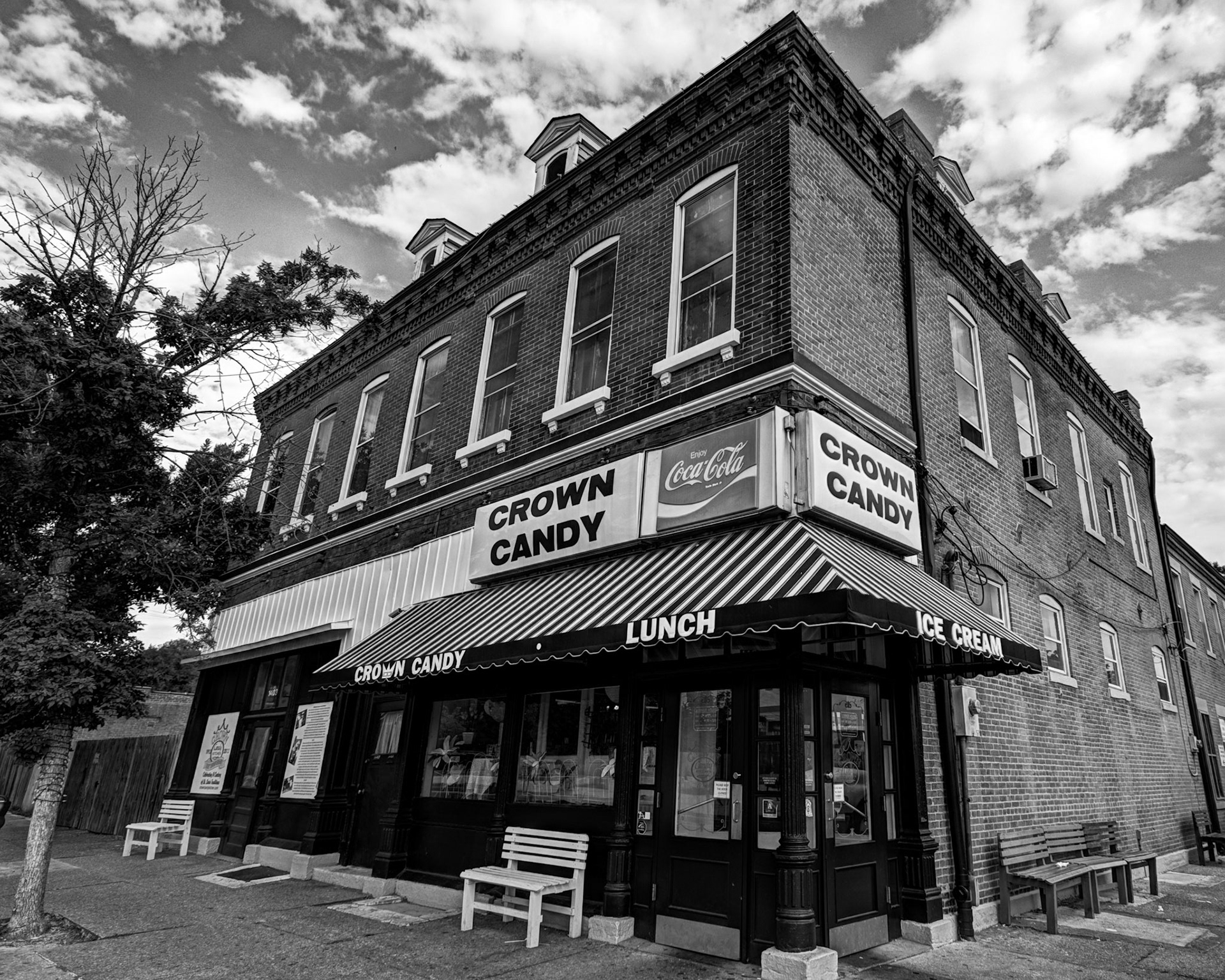 Crown Candy KitchenThe color version of this photograph was featured in "The City at 250: A Celebration of St Louis in Photographs", Sheldon Art Galleries, St. Louis, MO, June 6-August 23, 2014. This historic cafe opened in 1913 in Old North St. Louis by Harry Karandzieff and his best friend Pete Jugaloff. "They brought their confectionary skills from Greece, along with a dream of providing a friendly family environment to enjoy their delicious creations." Today, the cafe is known for its candy, its ice cream and its "heart stopping" BLT with 14 slices of bacon.