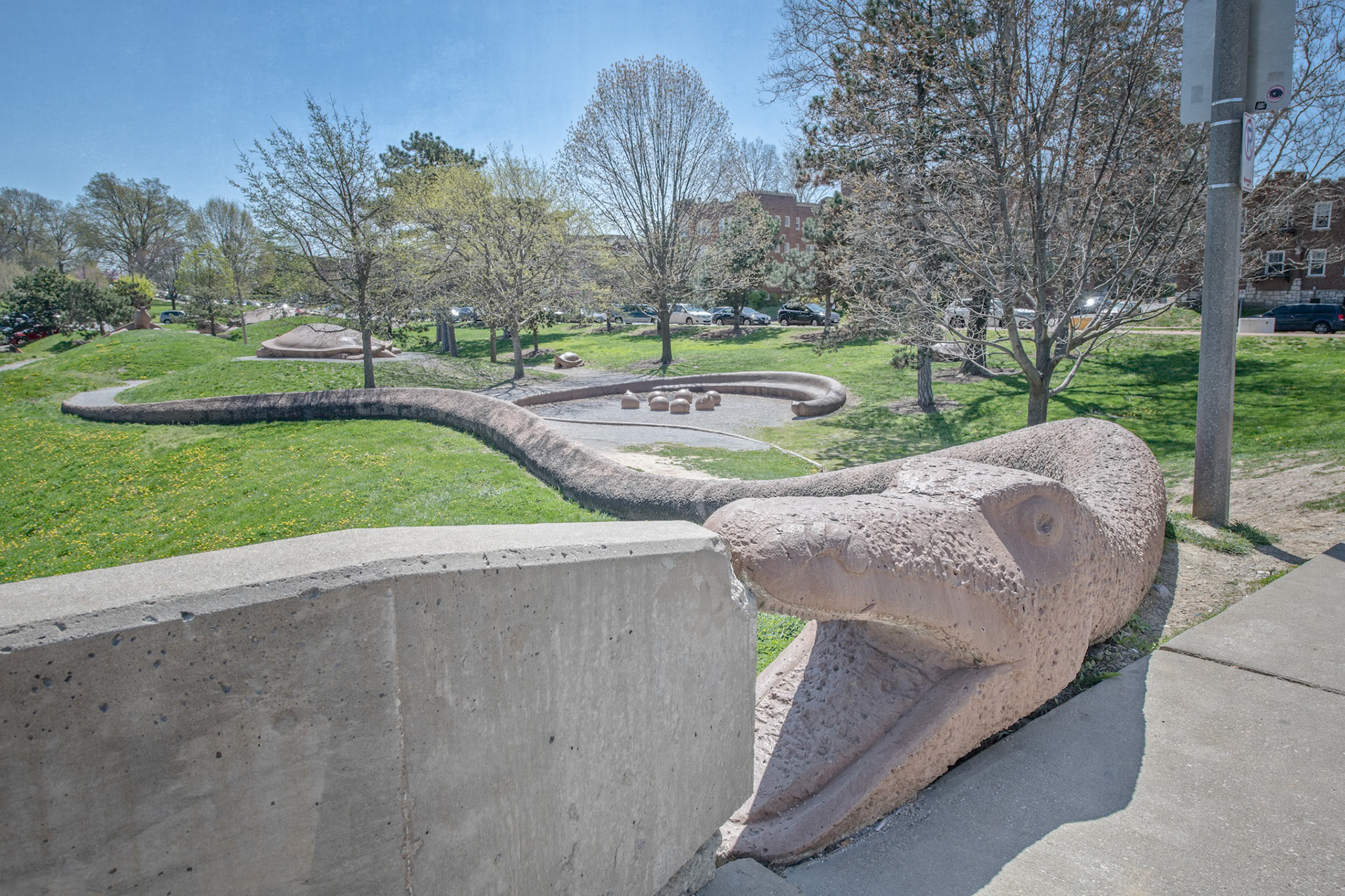 Turtle Park, also called Turtle Playground, is a sculpture park located on the southern edge of Forest Park in St Louis. It sits just across Interstate 64, and is accessible by car or pedestrian bridge, just outside the zoo grounds.