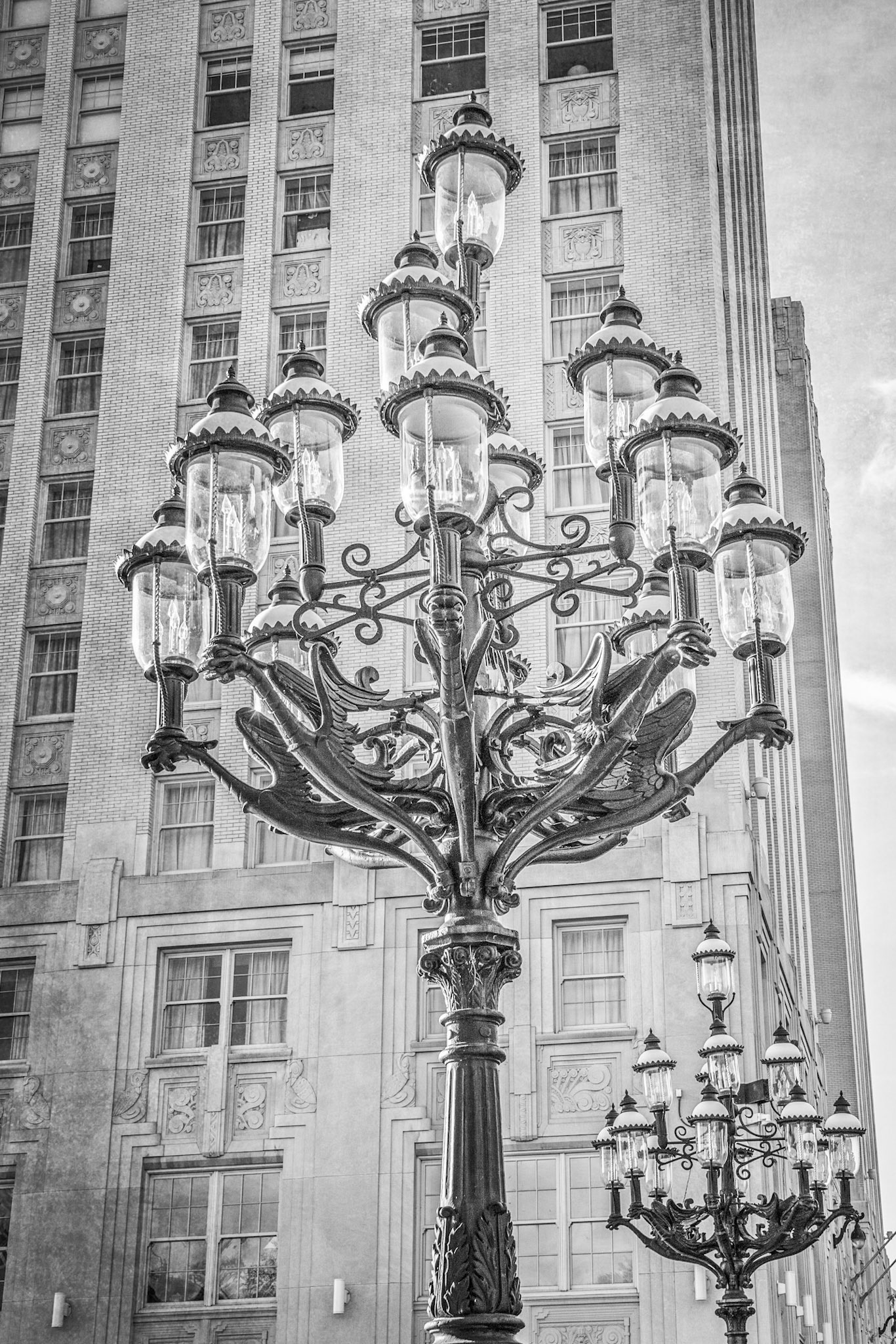 Griffin Adorned Lamps (B&amp;W)
