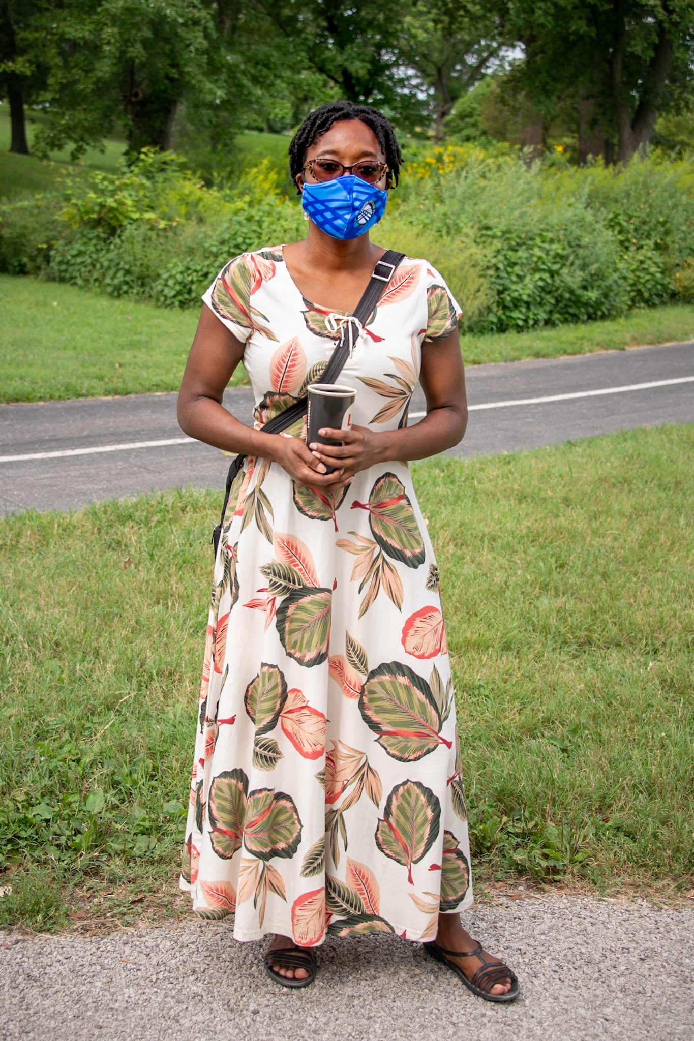 Why did I ask this woman for a photo? She and a friend were walking along the path, chatting and laughing. It was nice to see that two people could so enjoy each other's company while wearing face masks. So, I thought I'd ask if they'd help with the project. Her friend declined a photo, but this woman agreed. Even when people have declined the photo, they've been very polite. They seem to appreciate the idea behind the project and we frequently have nice conversations. I'm reminding myself that the project isn't completely about photos. It's more about connecting. And, so far, more people are agreeing to the photo than not. So, thanks for the photo AND for connecting!