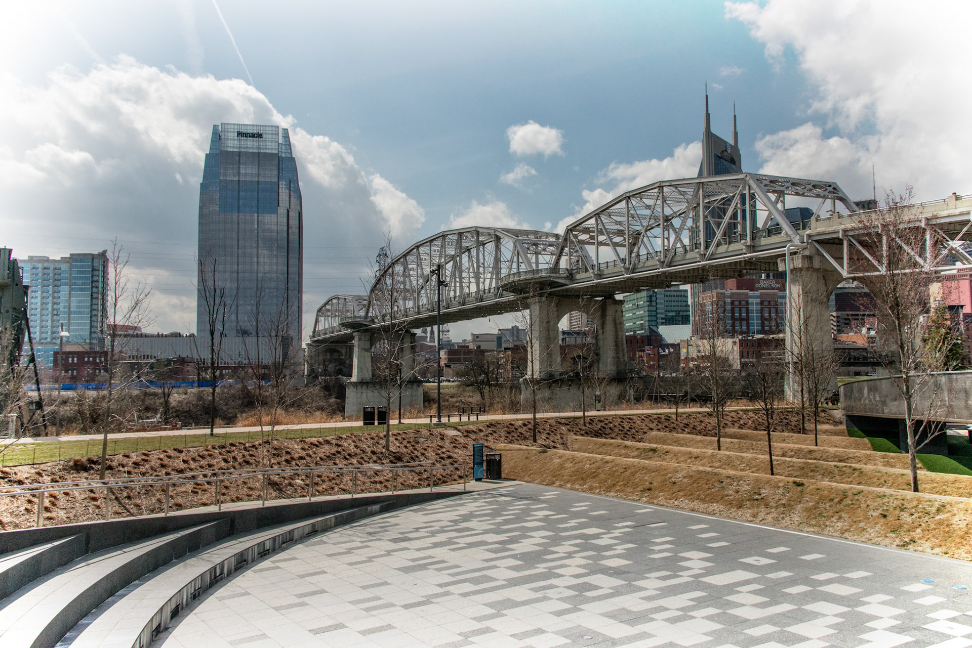 View from the John Seigenthaler Pedestrian Bridge, formerly the Shelby Street Pedestrian Bridge
