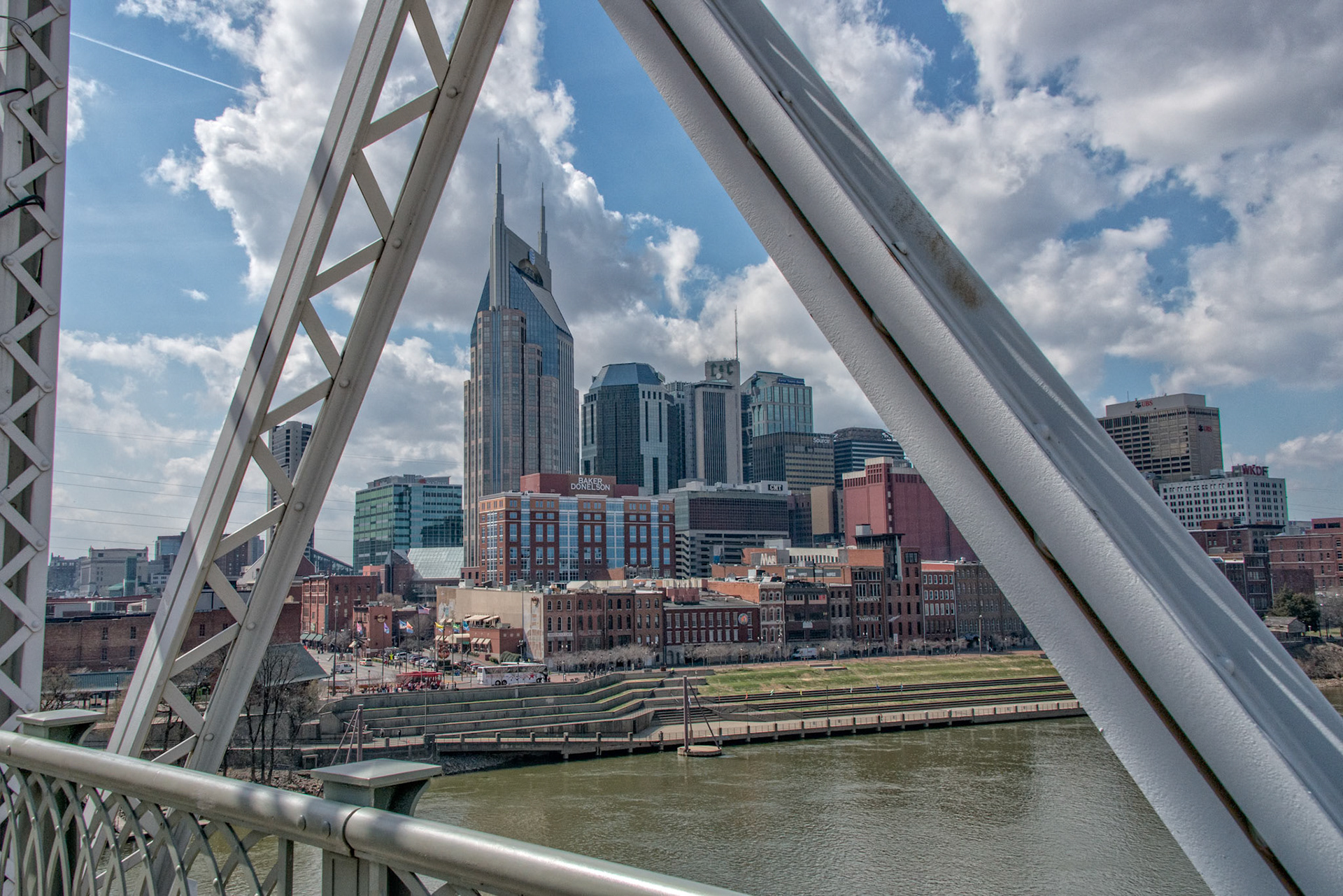 View from the John Seigenthaler Pedestrian Bridge, formerly the Shelby Street Pedestrian Bridge