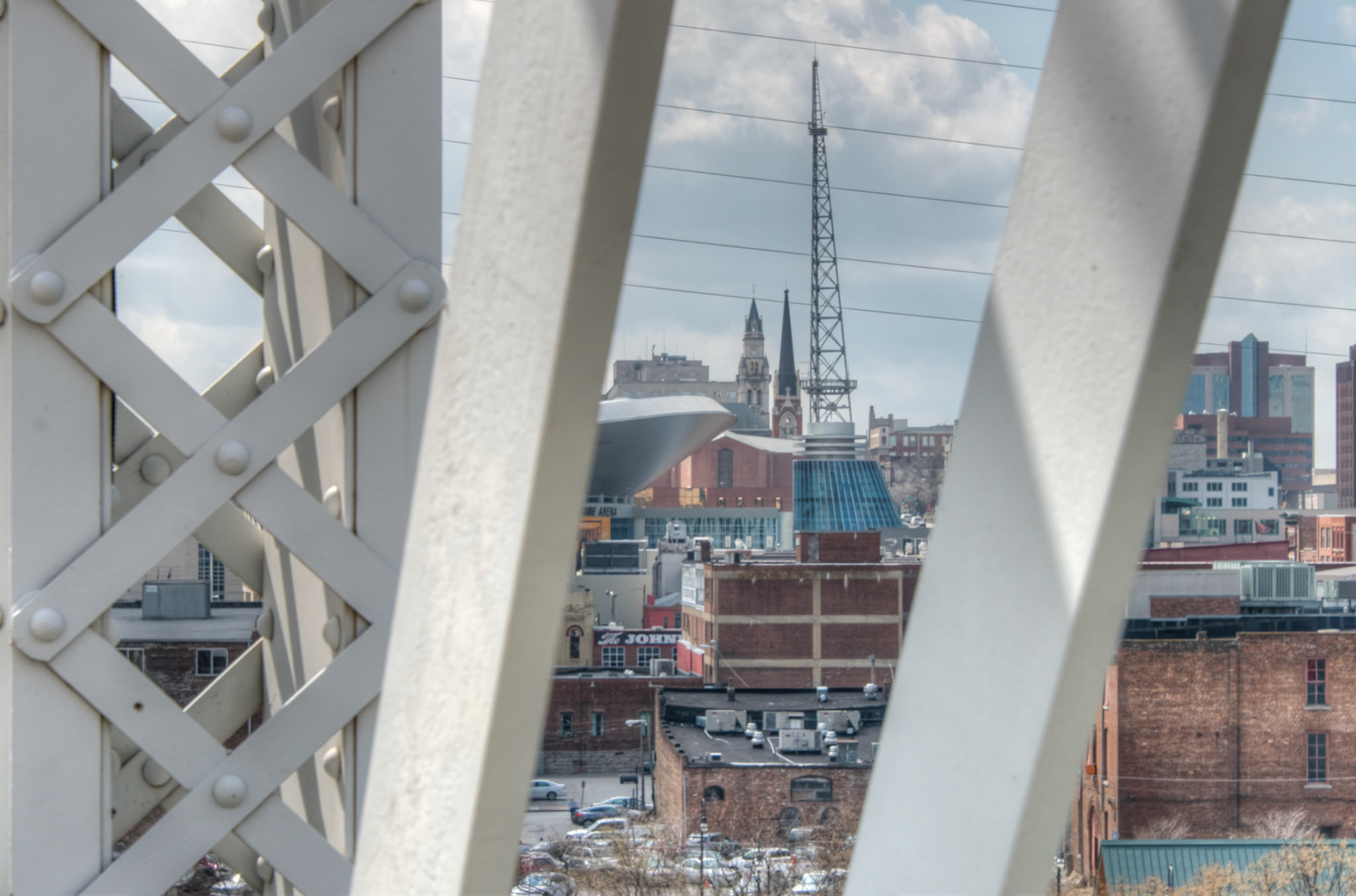 View from the John Seigenthaler Pedestrian Bridge, formerly the Shelby Street Pedestrian Bridge