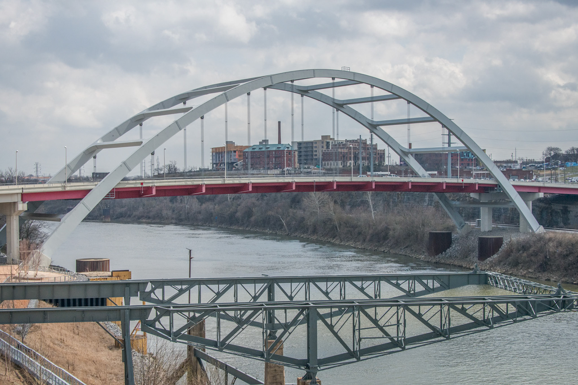 View from the John Seigenthaler Pedestrian Bridge, formerly the Shelby Street Pedestrian Bridge