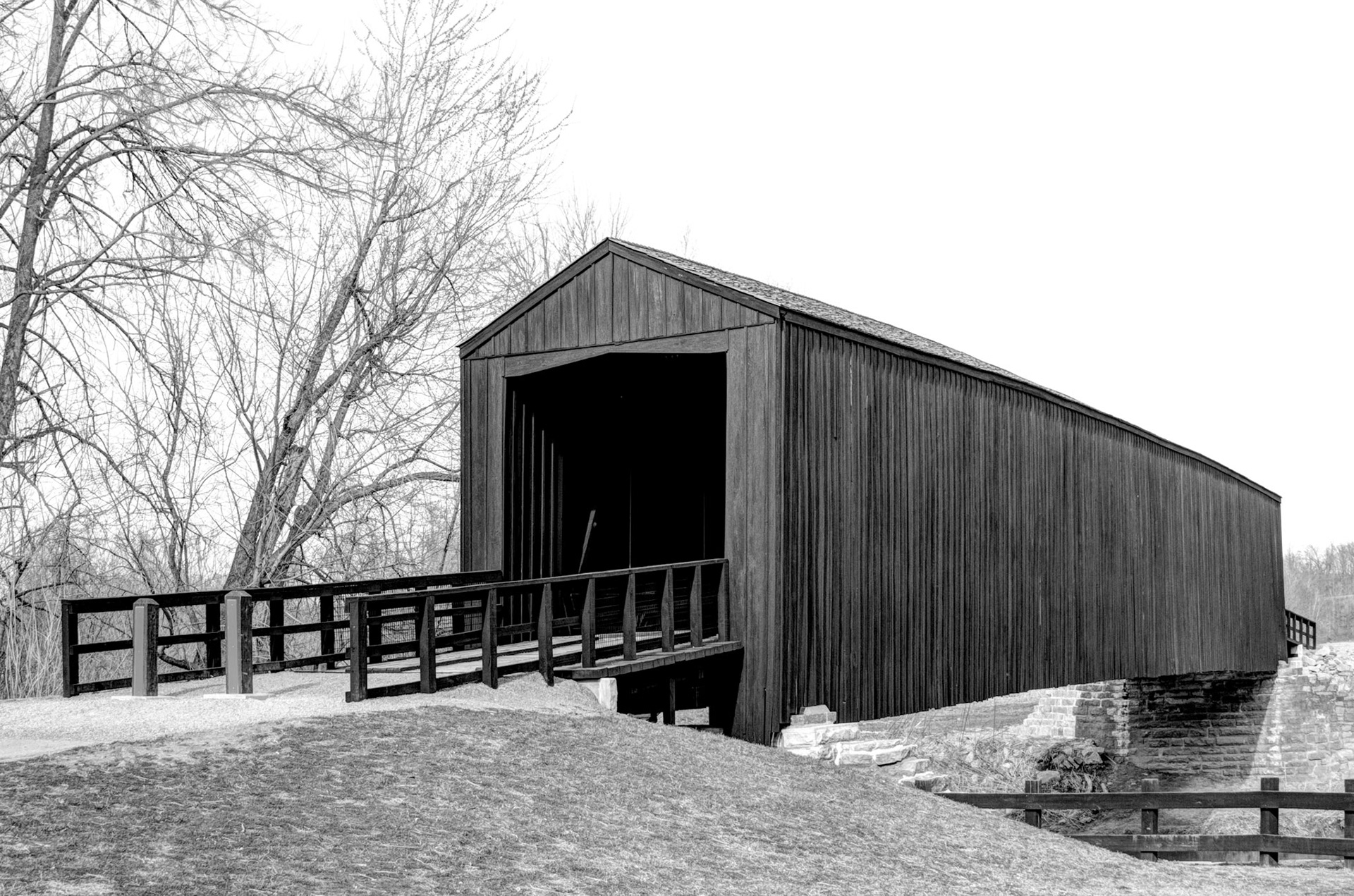 The Burfurdville Covered Bridge is the oldest remaining Covered Bridge in Missouri, located at the Bollinger Mill State Historic Site, in Cape Girardeau County, MO. Construction is of the Howe Truss design and began 1858. It is unclear if construction was completed before or after the Civil War.