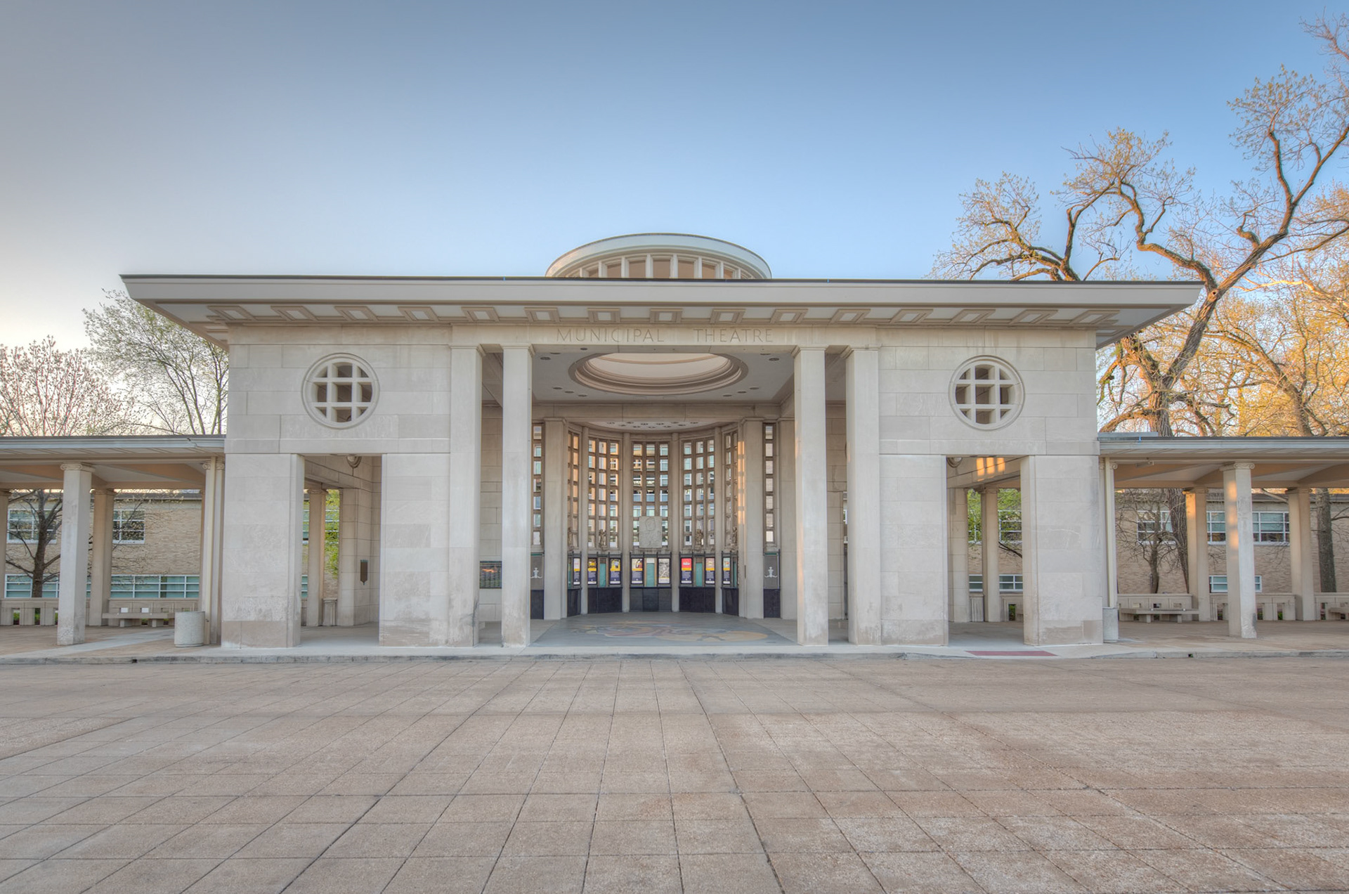 The St Louis Municipal Opera Theatre (The Muny) is an outdoor amphitheater located in Forest Park. The Muny hosts performances from mid-June to mid-August, annually.