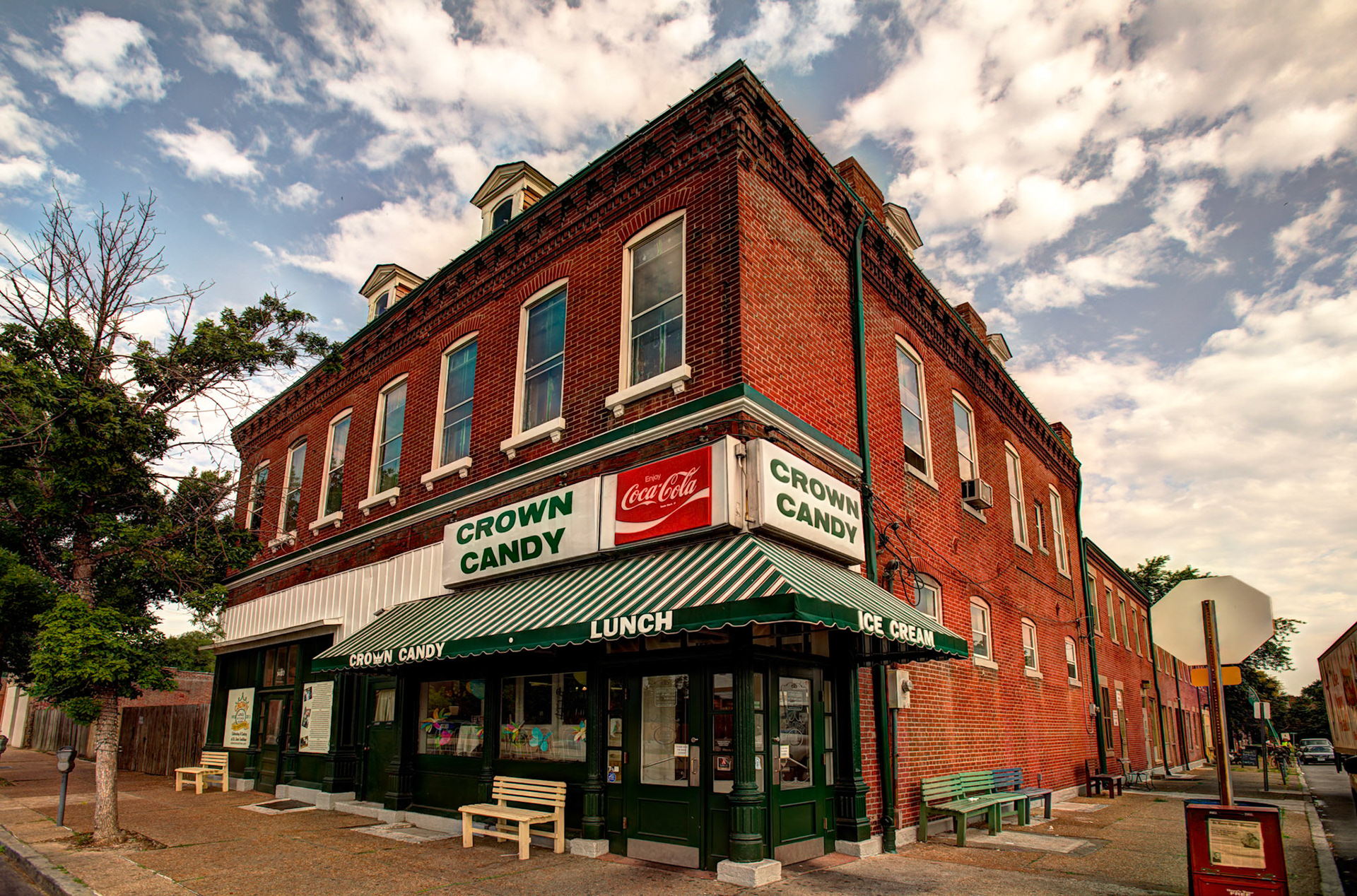 Crown Candy KitchenThis photograph was featured in "The City at 250: A Celebration of St Louis in Photographs", Sheldon Art Galleries, St. Louis, MO, June 6-August 23, 2014. This historic cafe opened in 1913 in Old North St. Louis by Harry Karandzieff and his best friend Pete Jugaloff. "They brought their confectionary skills from Greece, along with a dream of providing a friendly family environment to enjoy their delicious creations." Today, the cafe is known for its candy, its ice cream and its "heart stopping" BLT with 14 slices of bacon.