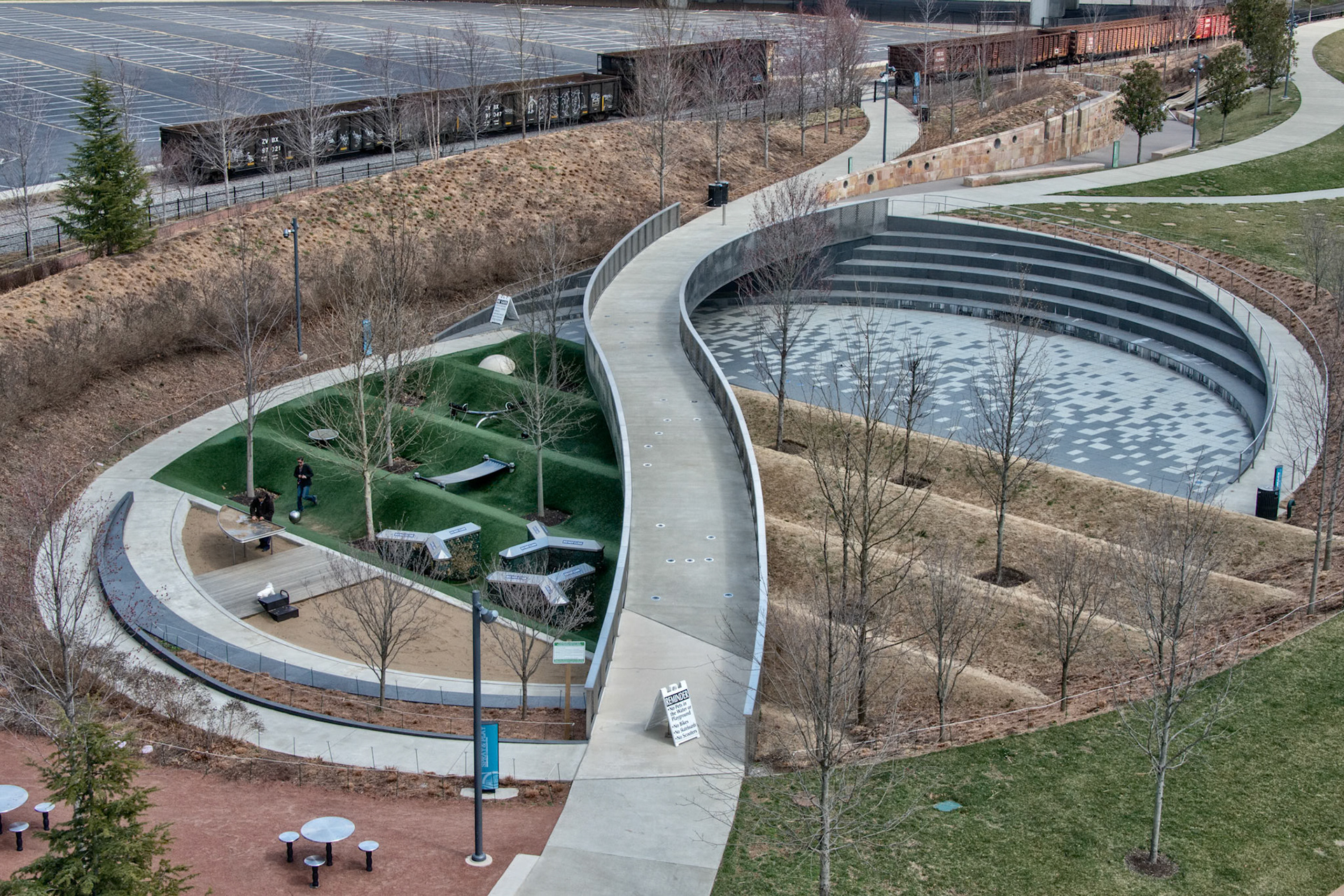 View from the John Seigenthaler Pedestrian Bridge, formerly the Shelby Street Pedestrian Bridge