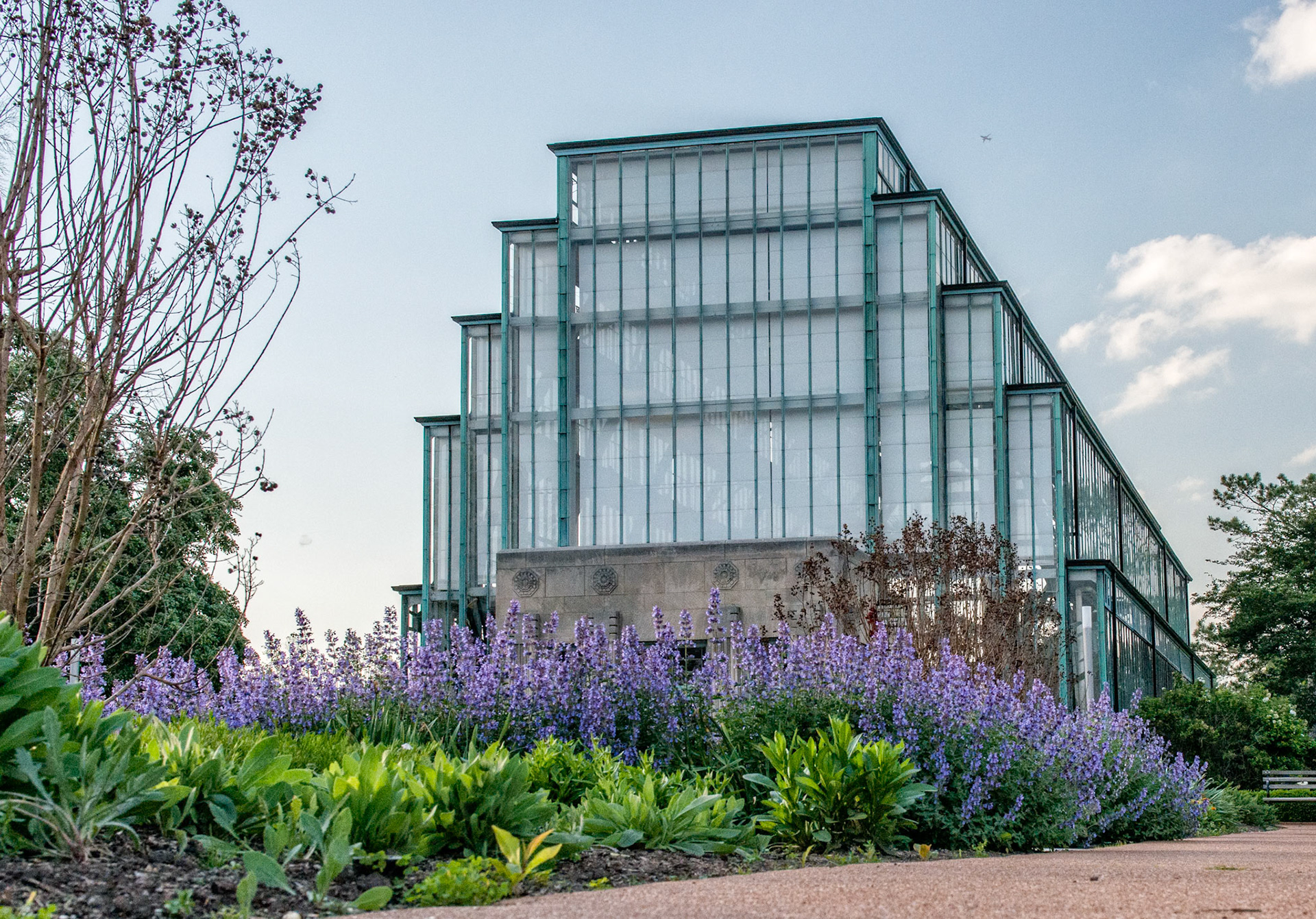 The Jewel Box is a display greenhouse in Forest Park, noted for its unconventional, cantilevered, vertical glass walls rising 50 feet high. It hosts special floral shows at Christmas, early Spring, Easter, Mother’s Day, Summer and Fall.