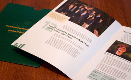 Client: William & Mary's Mason School of Business | Project: Master of Accounting Recruitment Brochure | Firm: Fitting Group