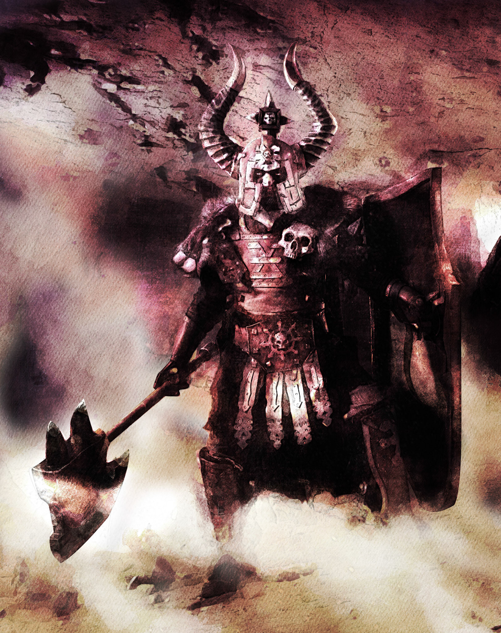 Battle of powerful knights in heavy armor in the Forbidden Caves