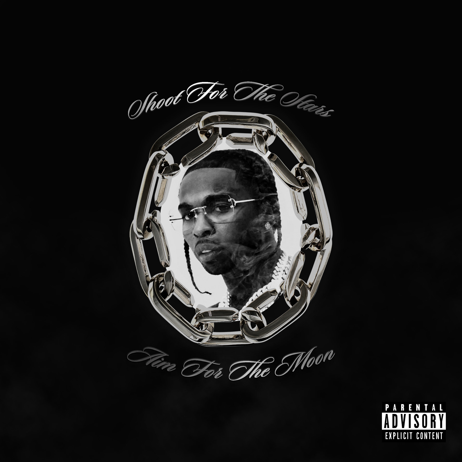 Reimagined faux album art for the late Pop Smoke's album "Shoot for the stars, aim for the moon"