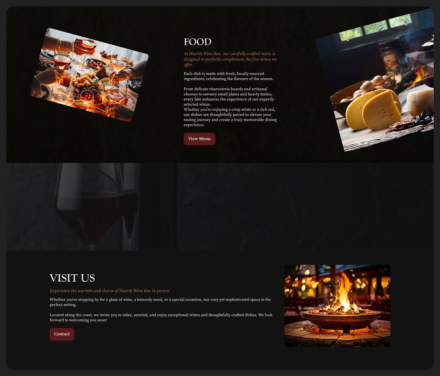 Home Page details of Hearth Wine Bar