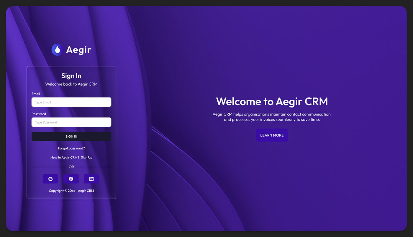 Login of Ageir CRM