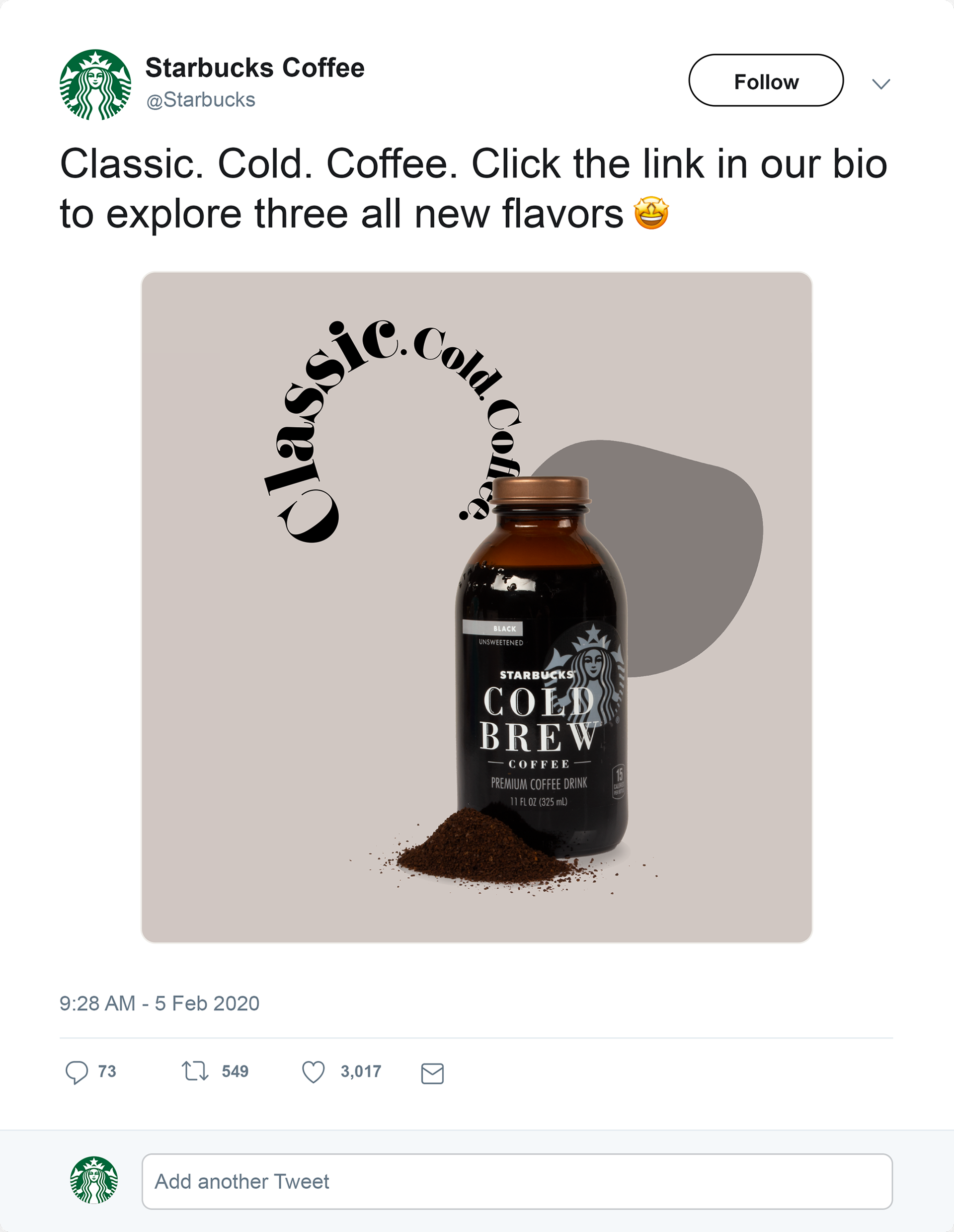 Twitter ad for Classic Cold Brew