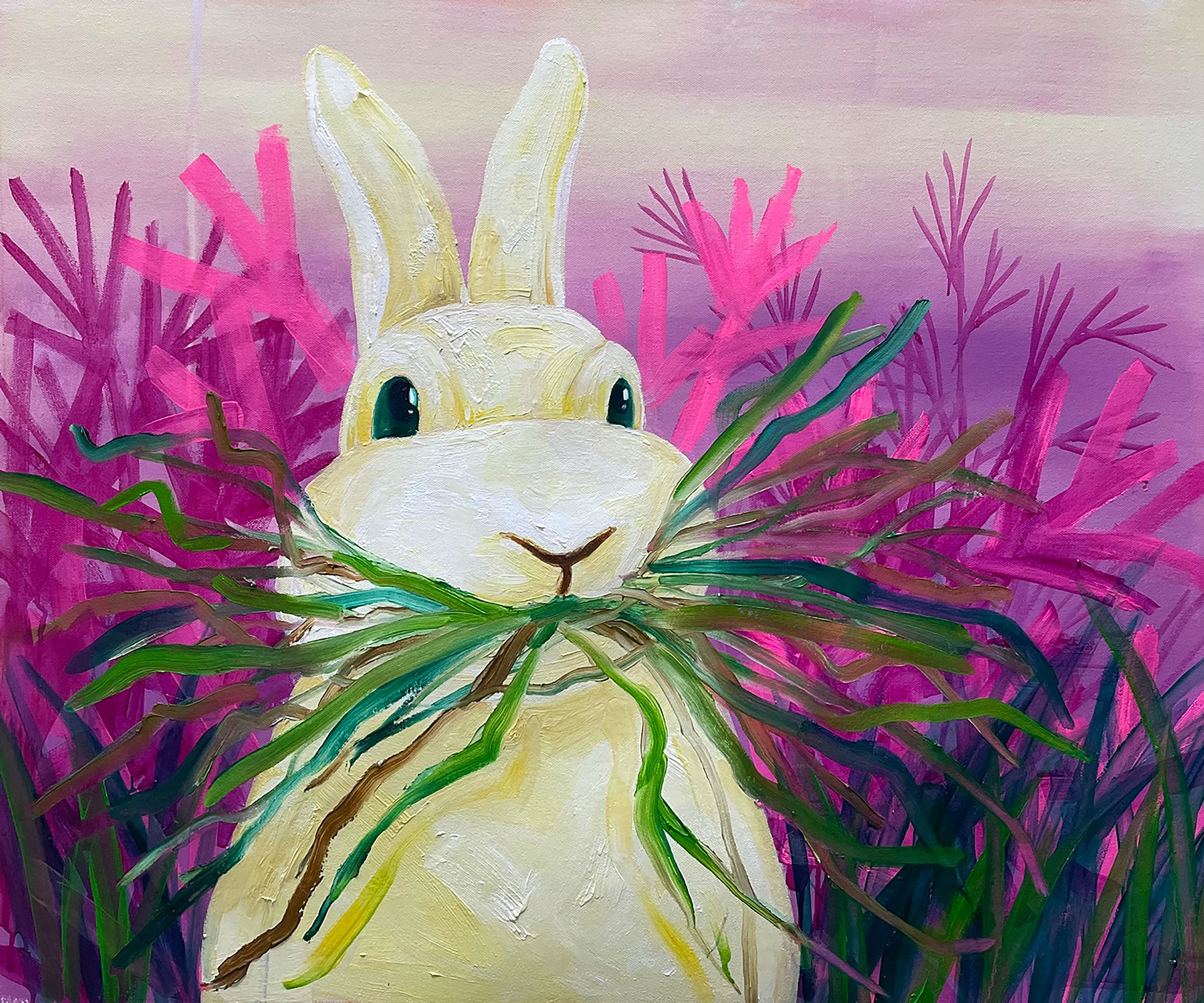 풀만 먹고 가지요, acrylic and oil on canvas, 60.6x72.7cm, 2022