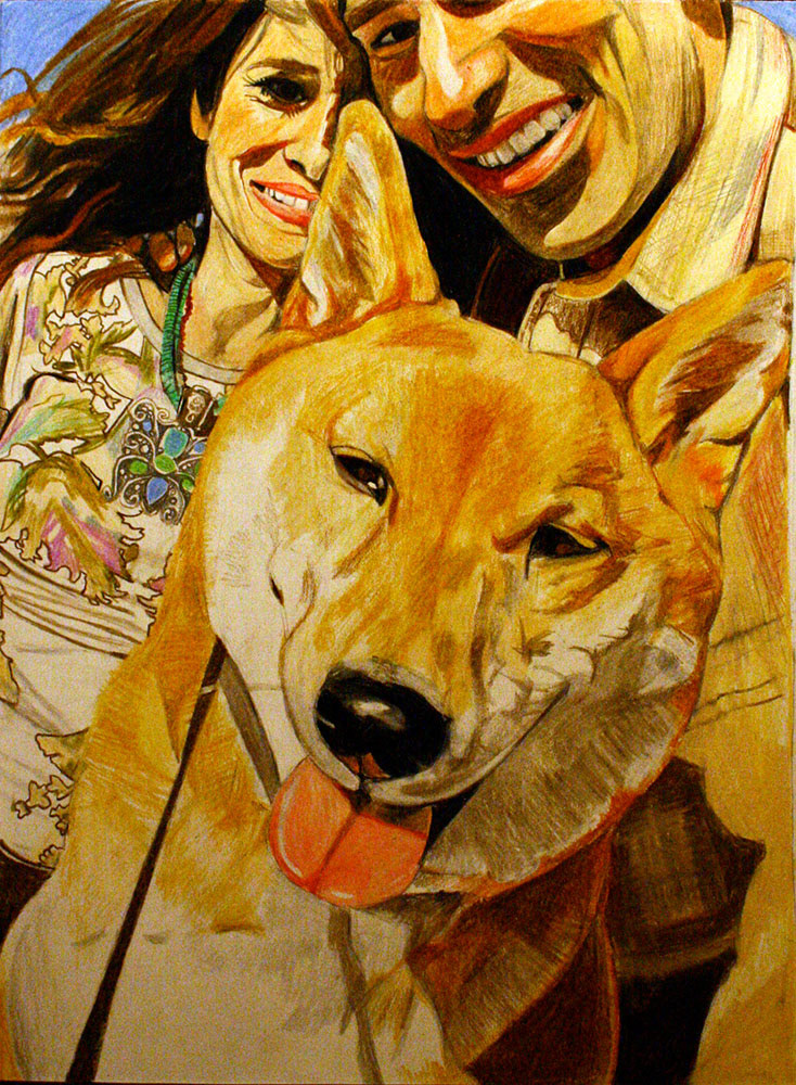 Chris, Chewy, and D, Colored Pencil, 20x14"