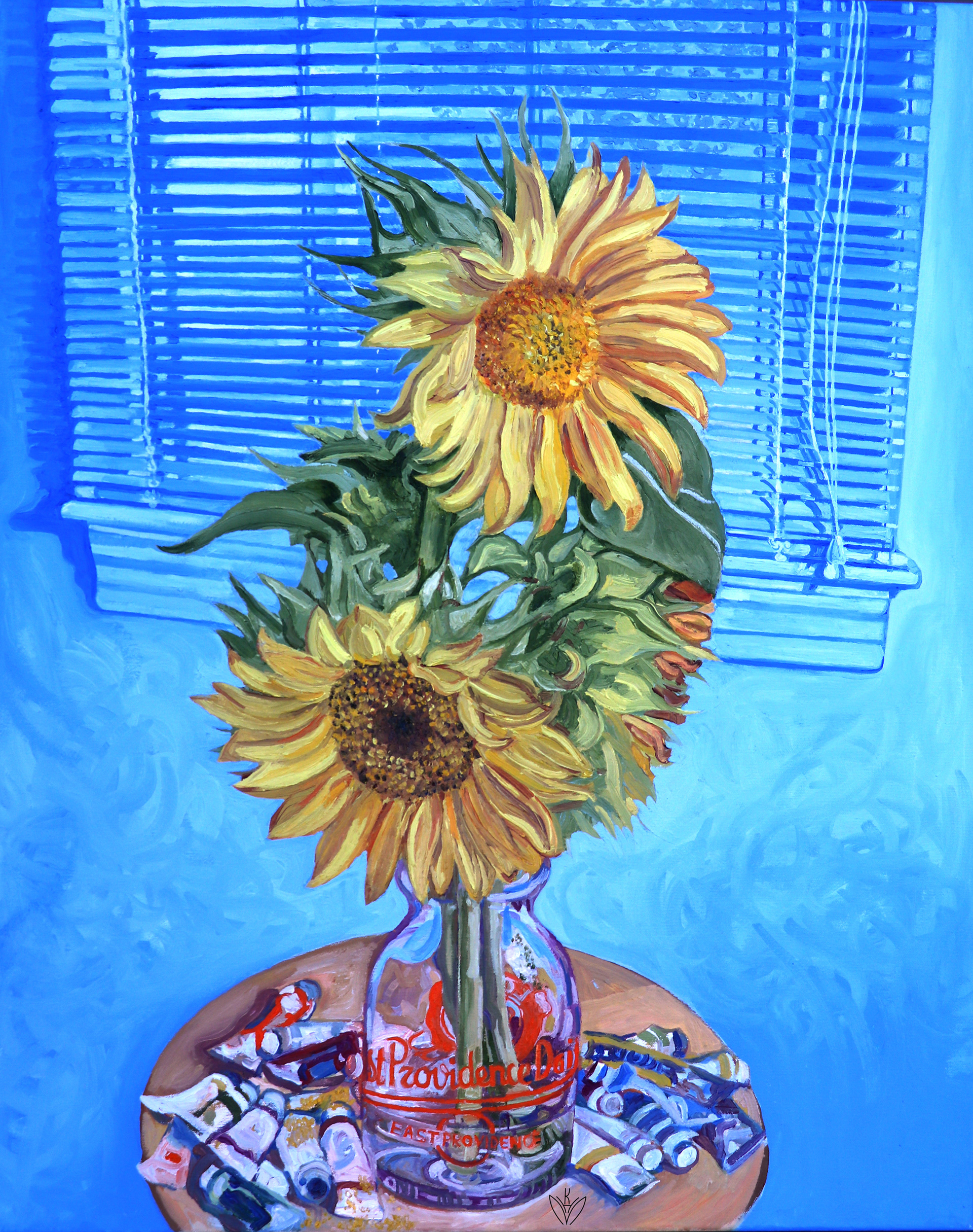 Sunflowers, 2020, 13x17x.75", Oil on Canvas