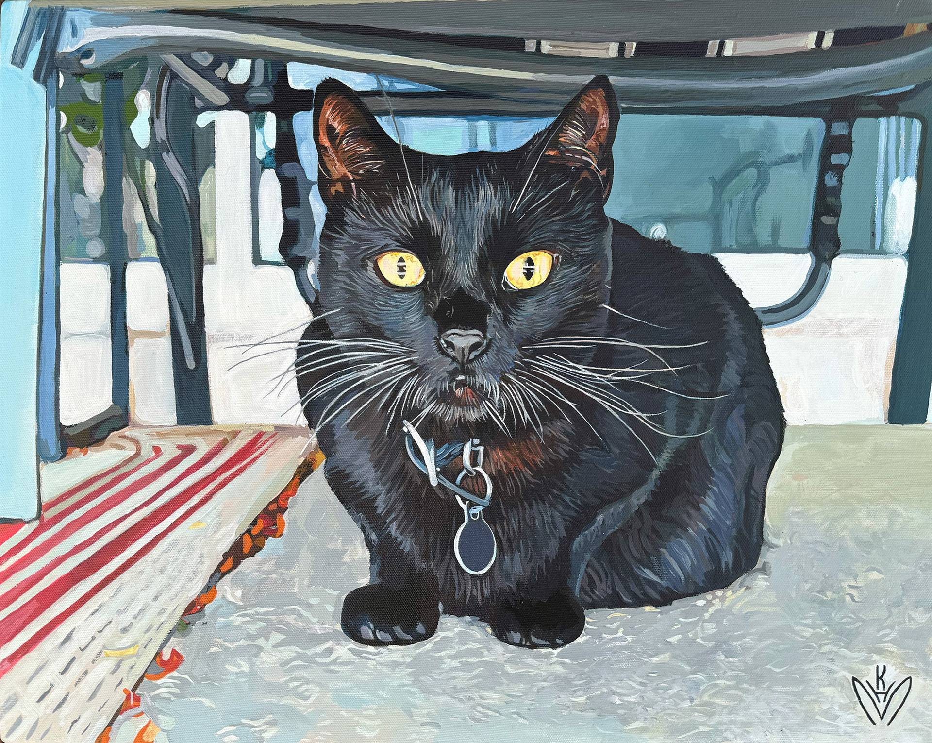 Purr Purr, July-September 2024 16x20x.75" Spray paint & Acrylic on canvas