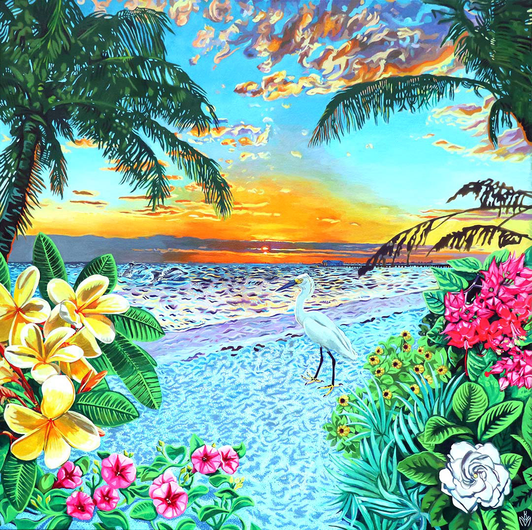 Anna Maria Island, 4x4', Spraypaint & Acrylic on Canvas, 2021