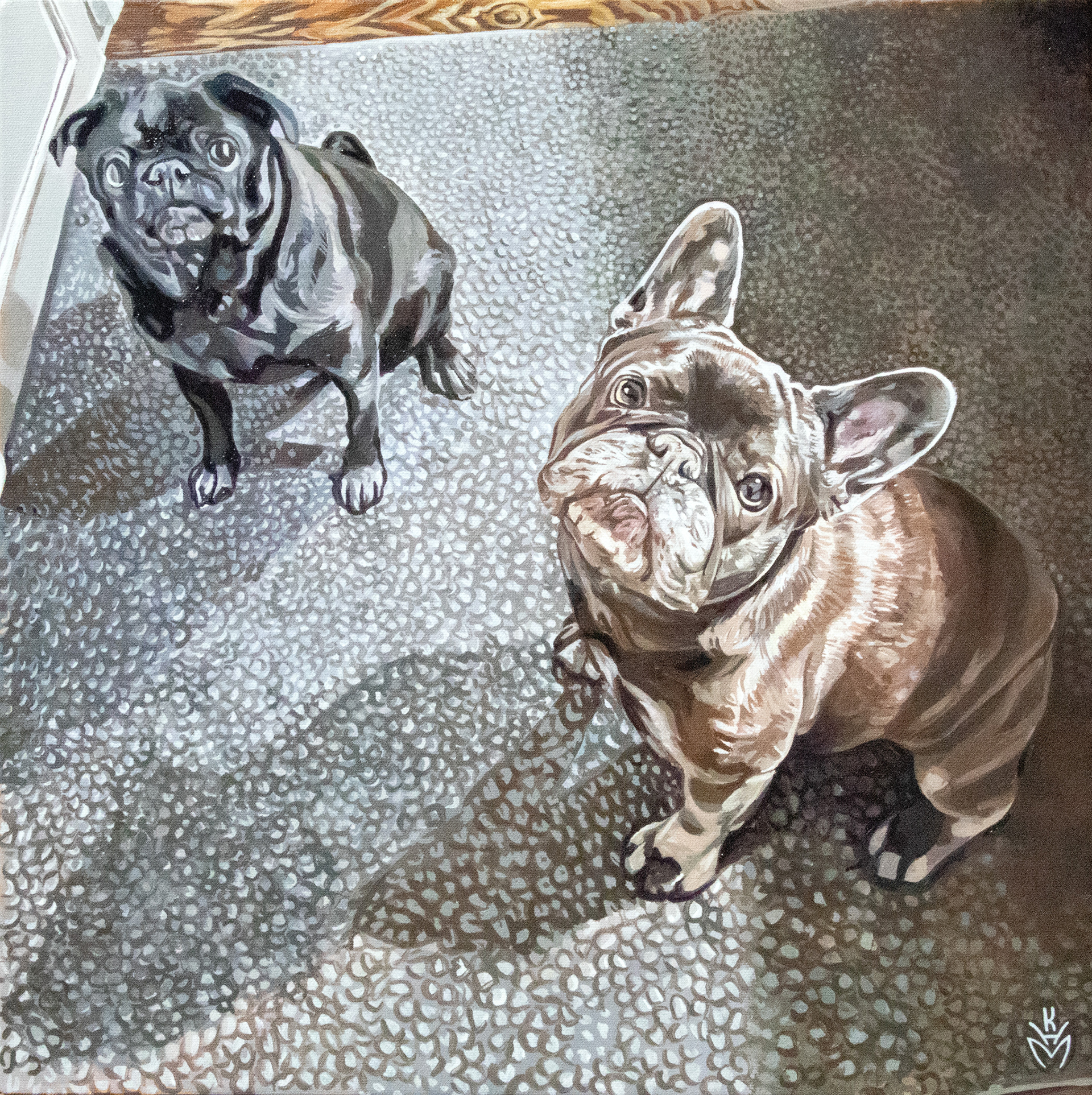 Archie & Milly 16x16x7/8" Acrylic on Canvas