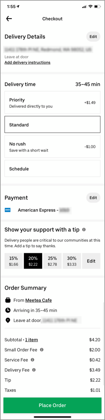Checkout - UberEats