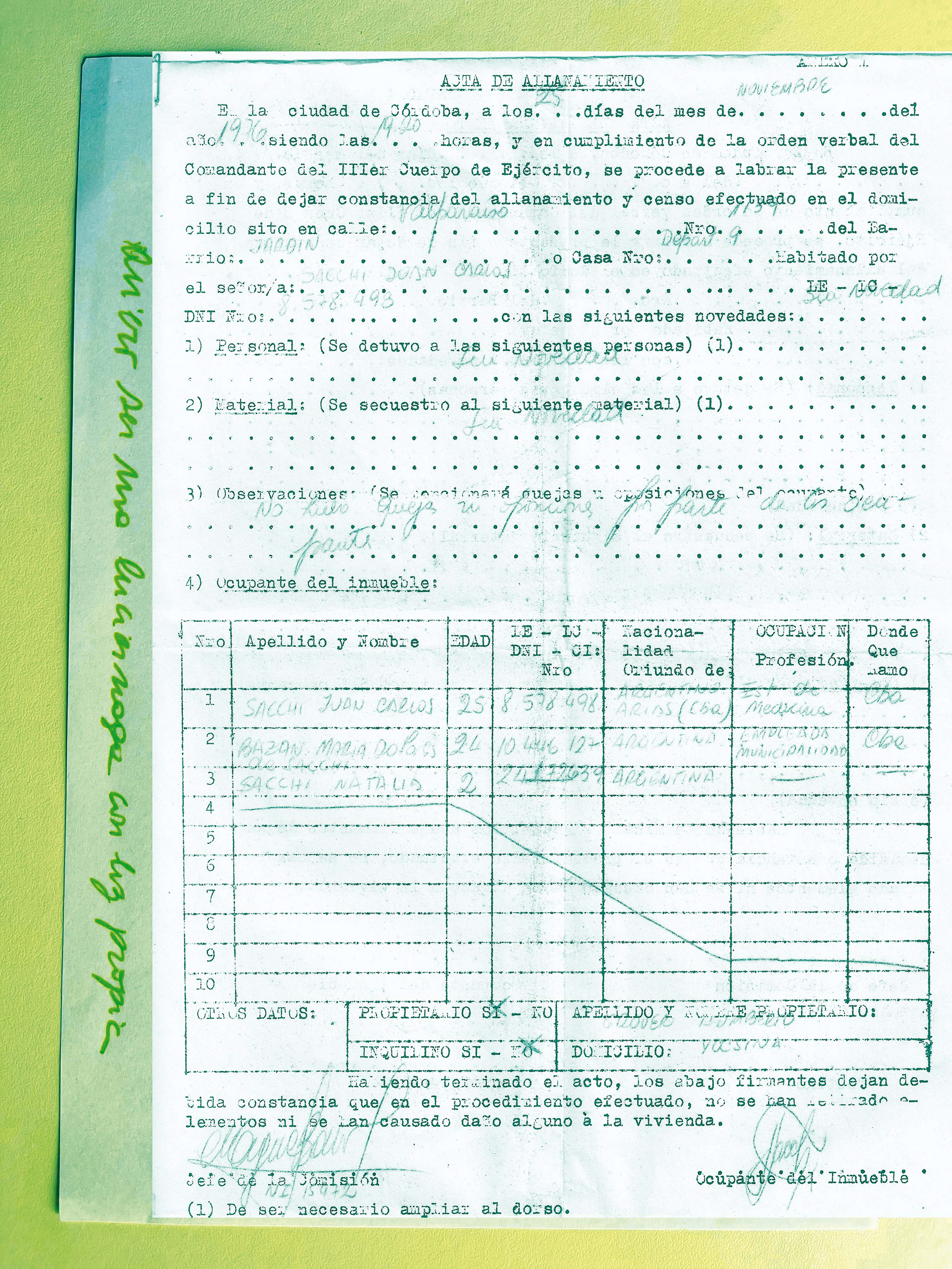 Yo quiero ser una luciérnaga (2024) Acta de Allanamiento intervenida con canción de Quiero ser una luciérnaga (La Cofradía de la Flor Solar, 1971) - La Cofradía de la Flor Solar. Galeria La Arte Contemporánea, Salta, 2024