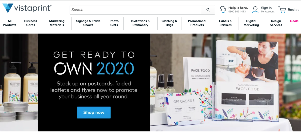 Landing page - Vistaprint