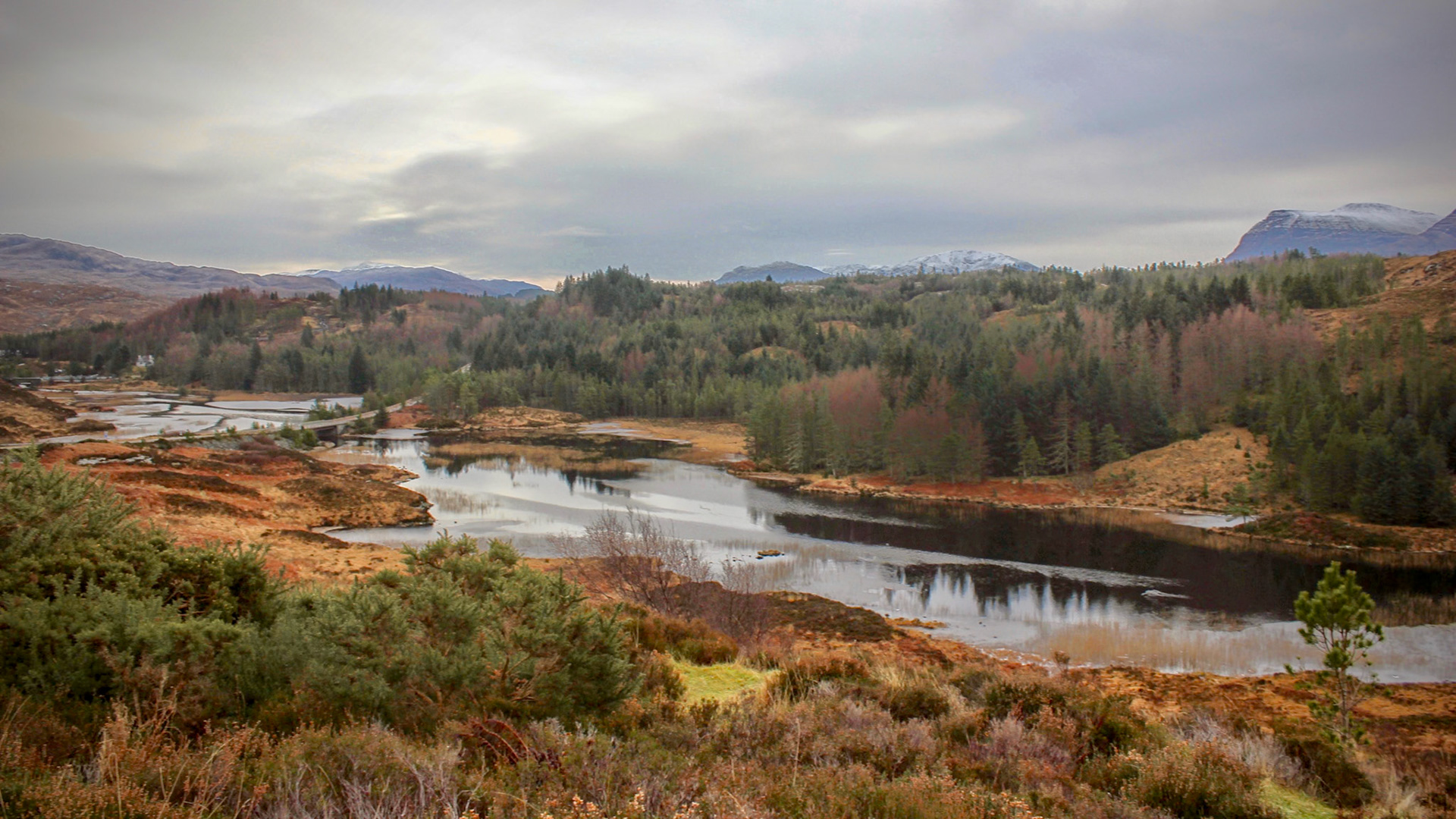 Looking to Kylestrome, just before the Kylesku bridge and with Quinag in the background.