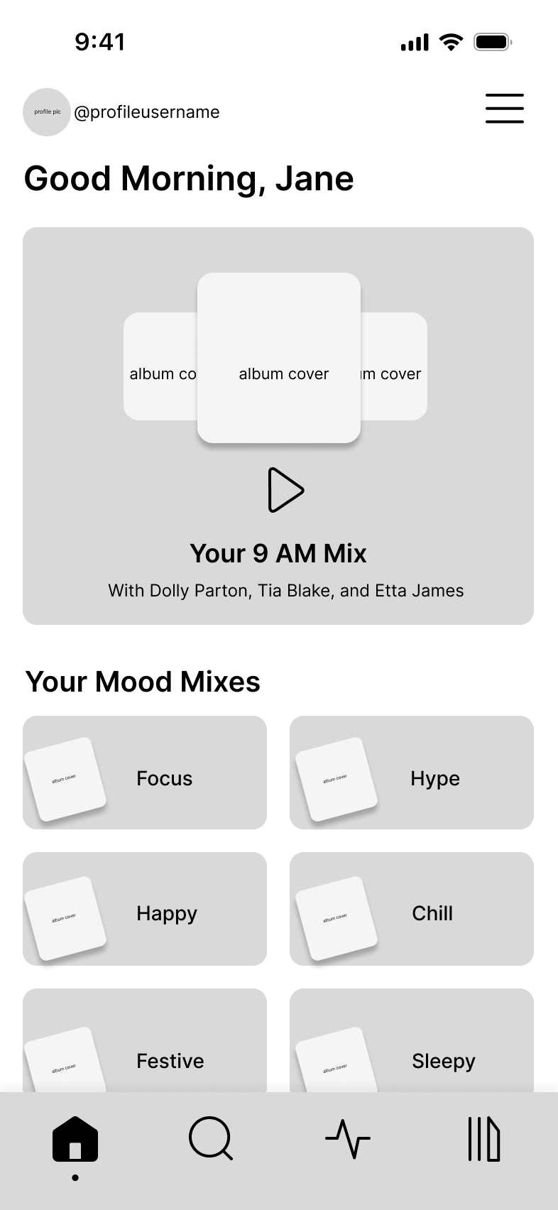 Homepage wireframe