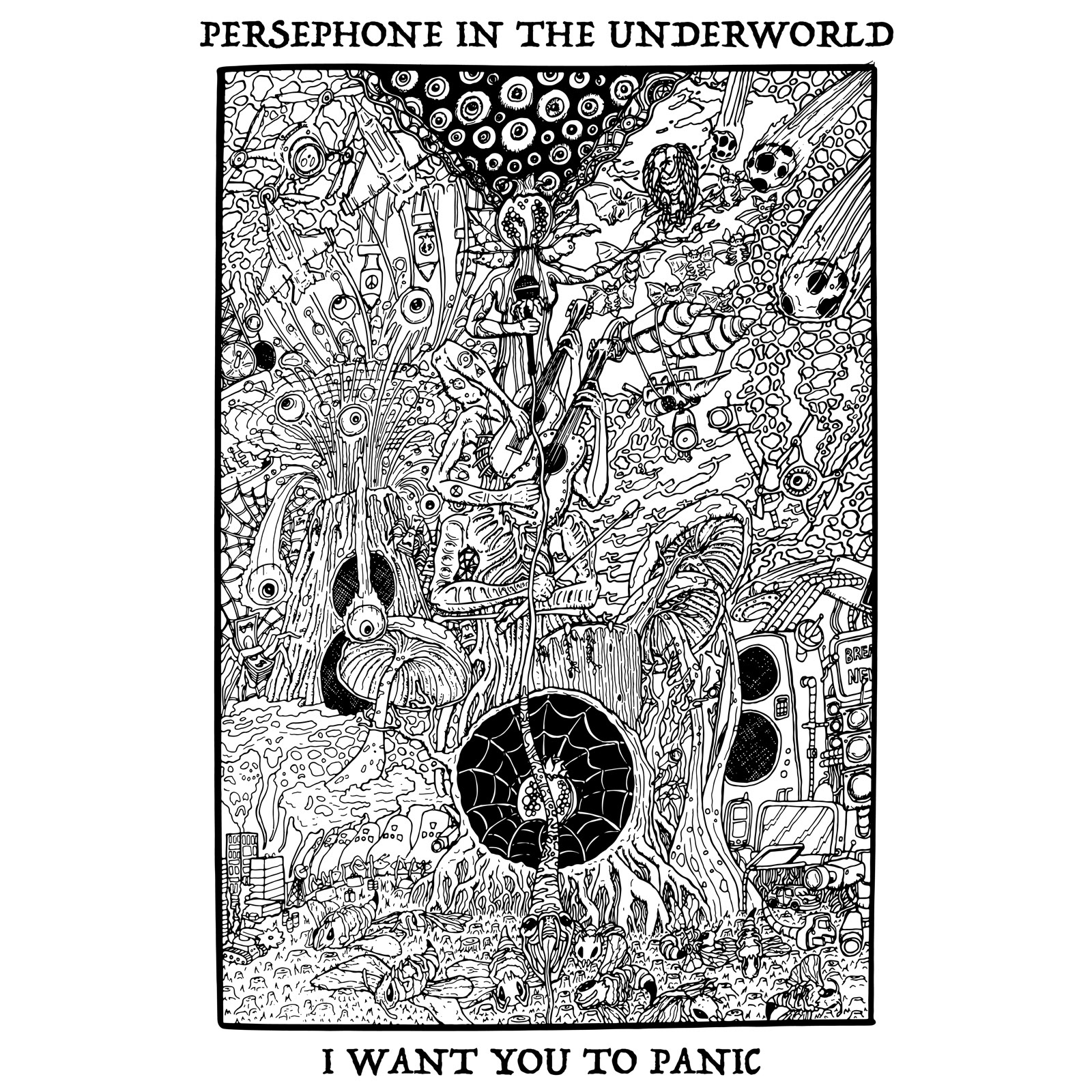 Persephone In The Underworld - I Want You To Panic single art, designed by Phaedrus Byskou