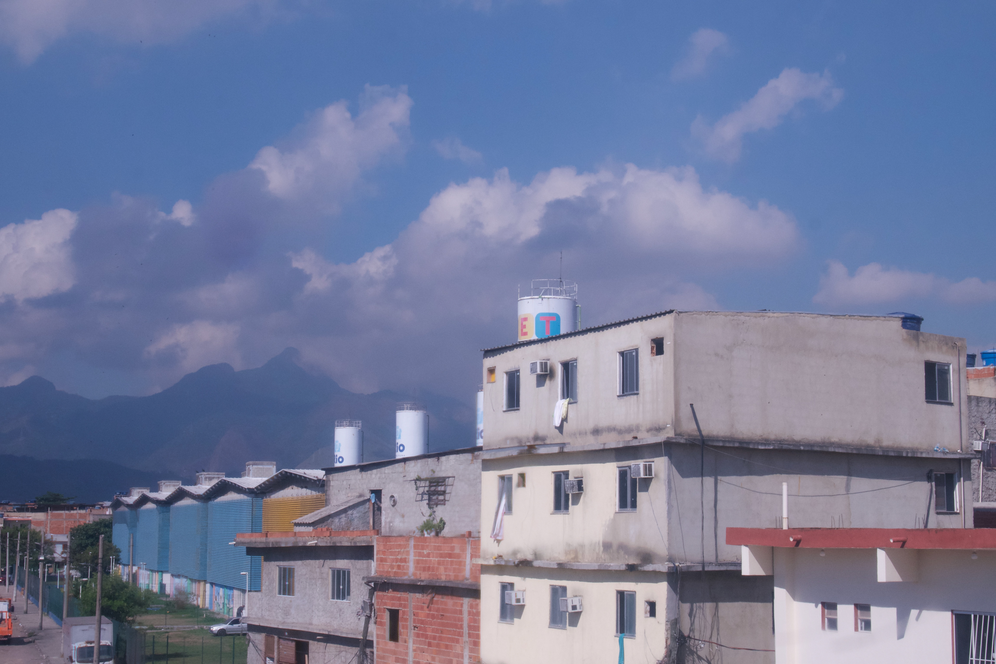 I can see buildings. 