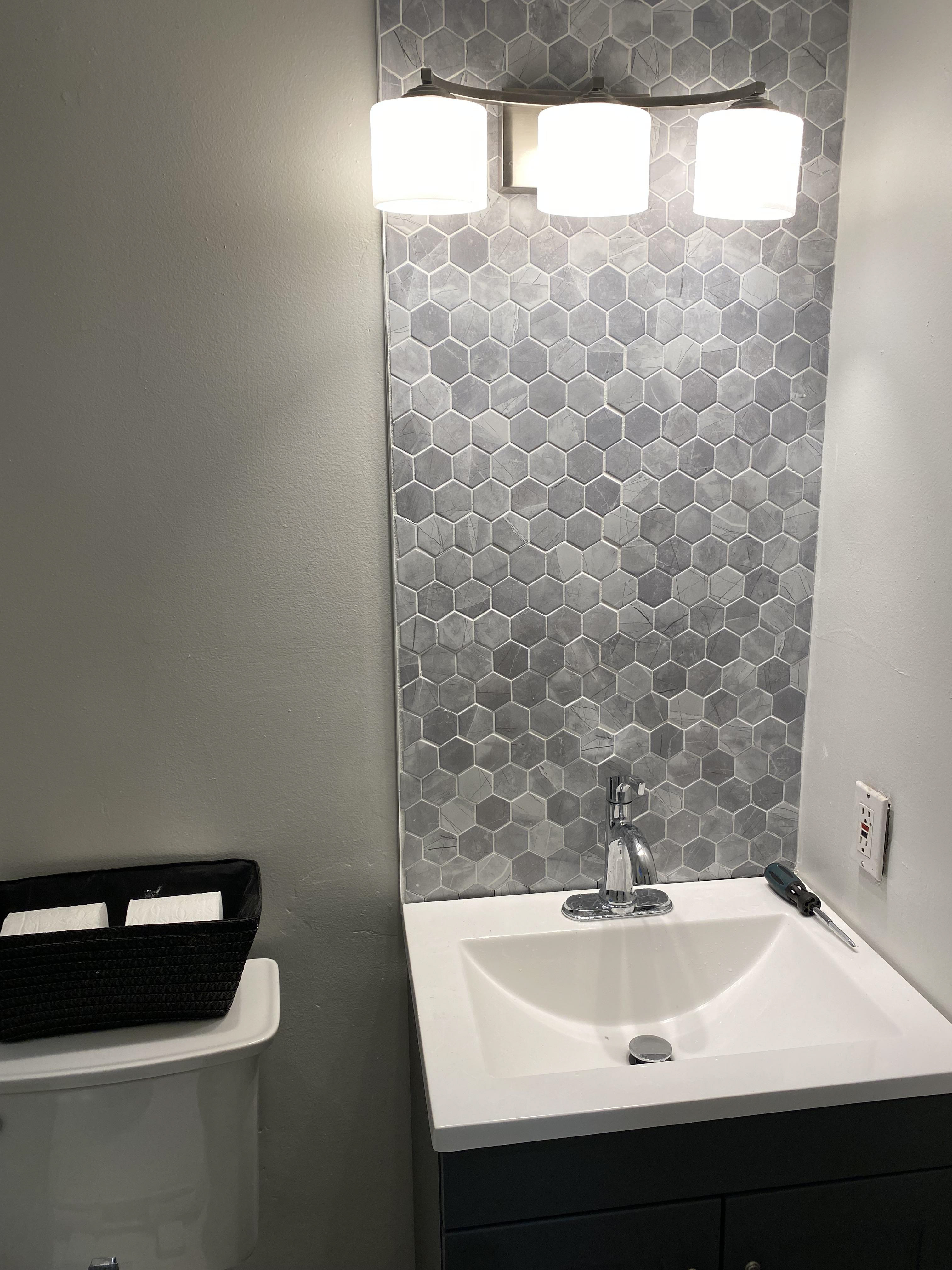 Vanity Backsplash Added