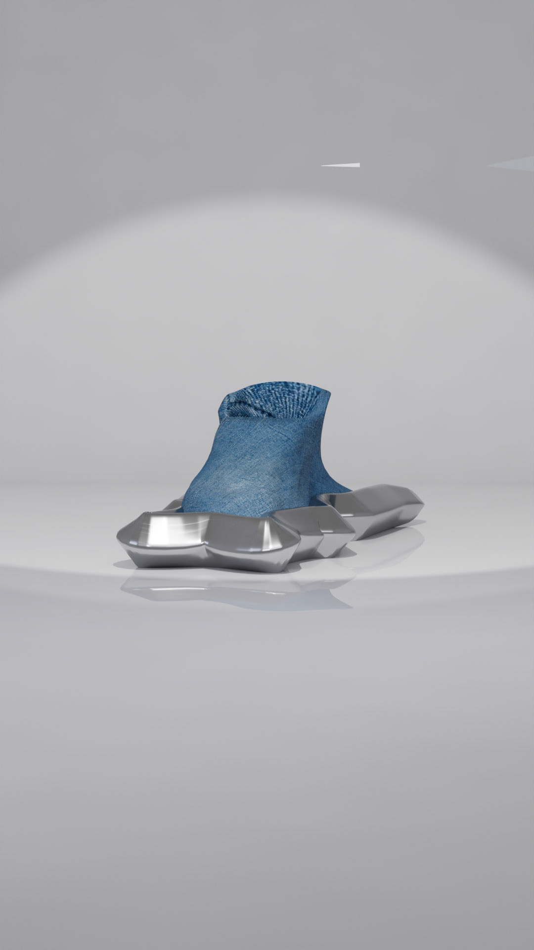 Denim w/ Chrome Bottom Vulture Shoe Front View
