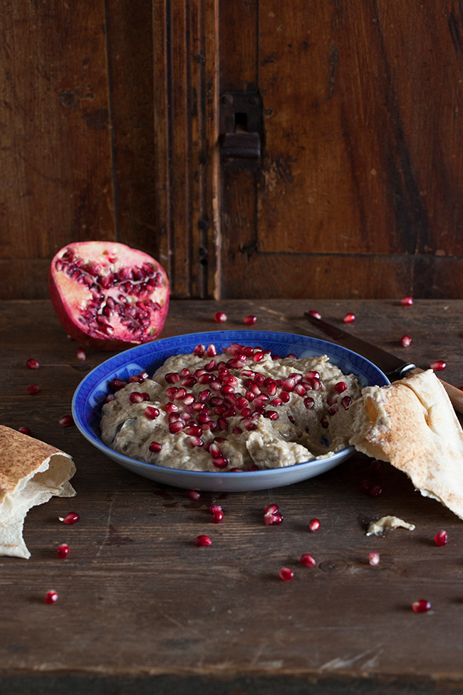 Just Food 25 | Baba Ganoush topped with pomegranate