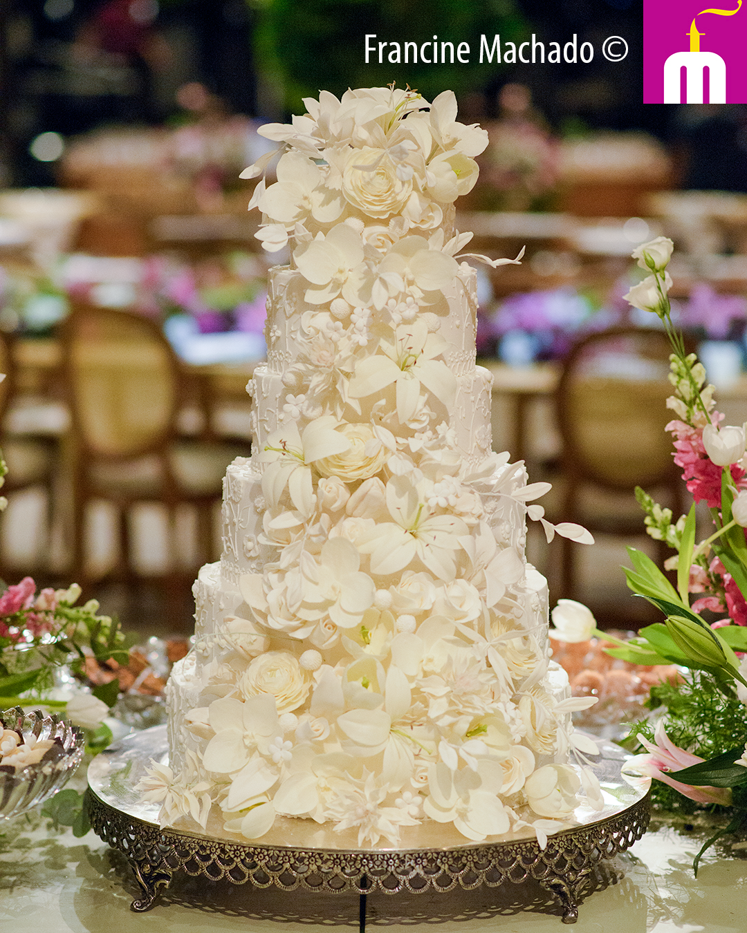 Francine Machado – Cake & Design – Bolos e Doces – Bolo para Casamento com 6 andares – Espaço LeSix – Jacareí – SP