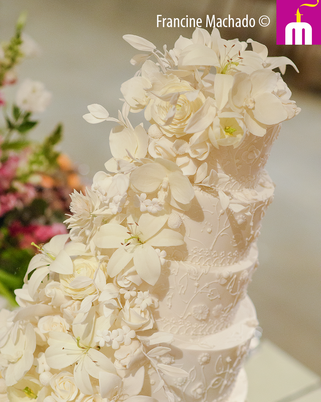 Francine Machado – Cake & Design – Bolos e Doces – Bolo para Casamento com 6 andares – Espaço LeSix – Jacareí – SP