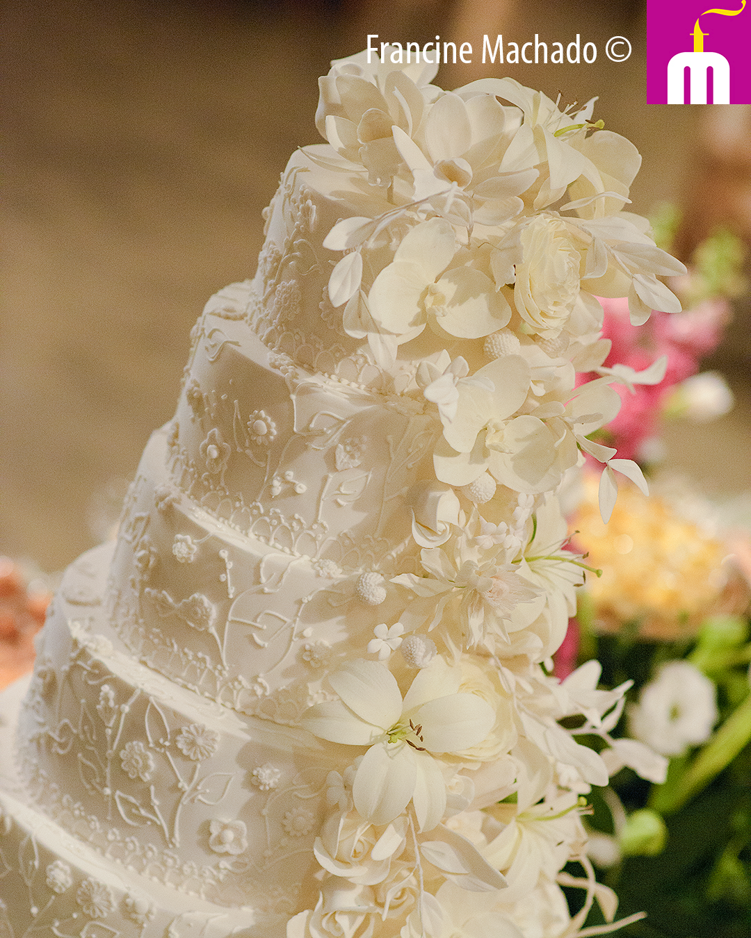 Francine Machado – Cake & Design – Bolos e Doces – Bolo para Casamento com 6 andares – Espaço LeSix – Jacareí – SP