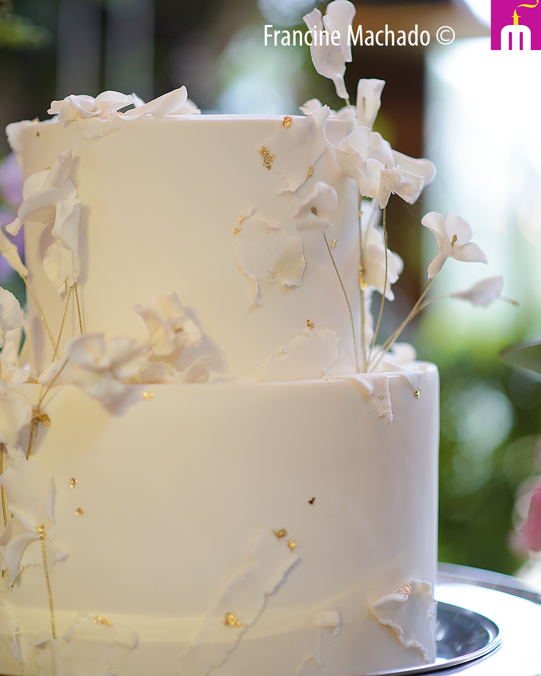 Francine Machado – Cake & Design – Bolos e Doces – Bolo para Casamento com 2 andares – Espaço Canto Verde – Caçapava, SP