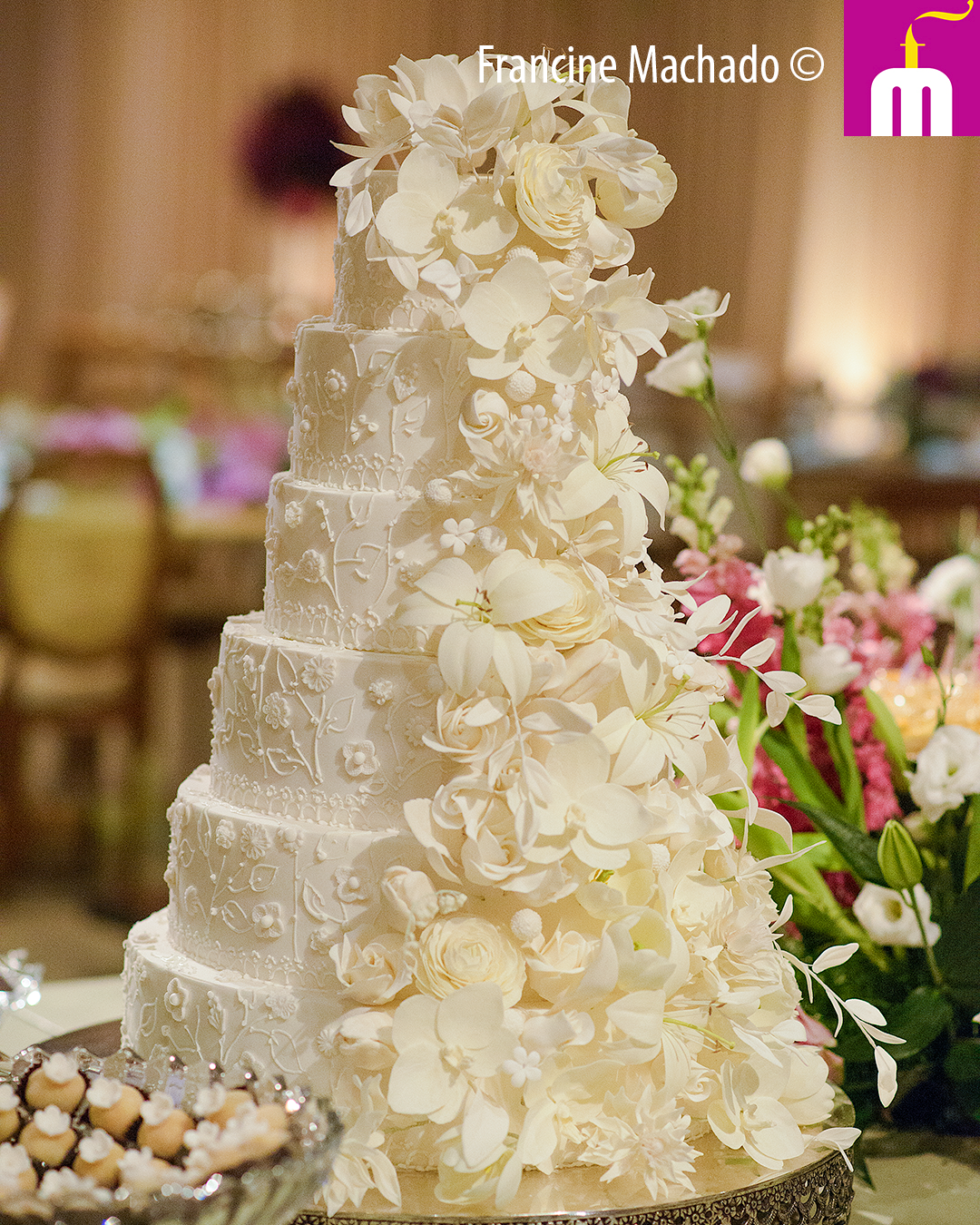 Francine Machado – Cake & Design – Bolos e Doces – Bolo para Casamento com 6 andares – Espaço LeSix – Jacareí – SP