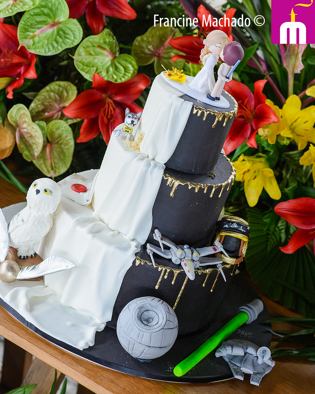 Francine Machado – Cake & Design – Bolos e Doces – Bolo para Casamento – Star Wars e Harry Potter – Hou Beach Club – Ubatuba, SP