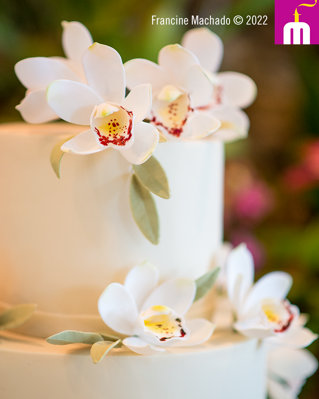 Francine Machado – Cake & Design – Bolos e Doces – Casamento – Bolo de 3 andares com flores de açúçar – Paraty – RJ