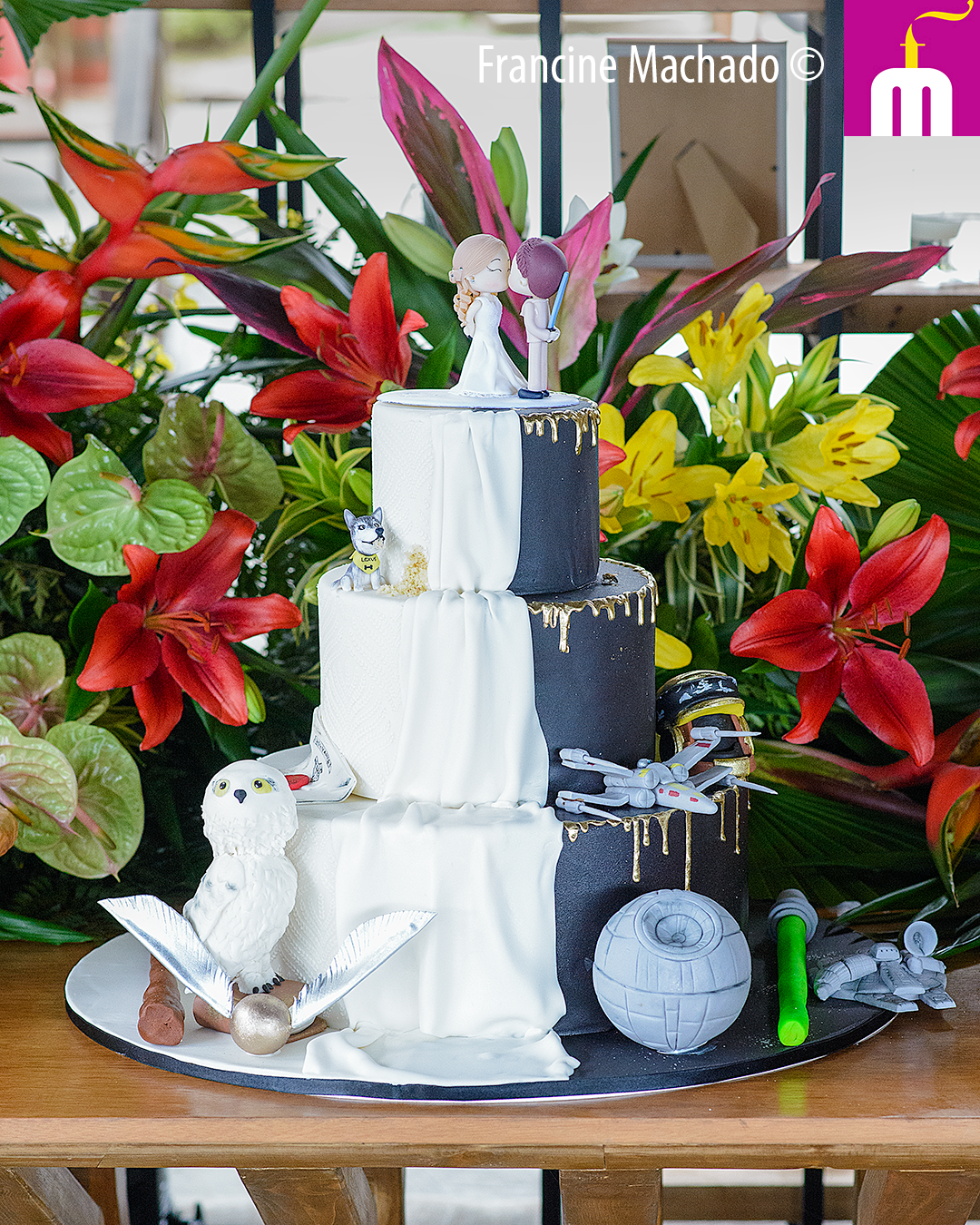 Francine Machado – Cake & Design – Bolos e Doces – Bolo para Casamento – Star Wars e Harry Potter – Hou Beach Club – Ubatuba, SP
