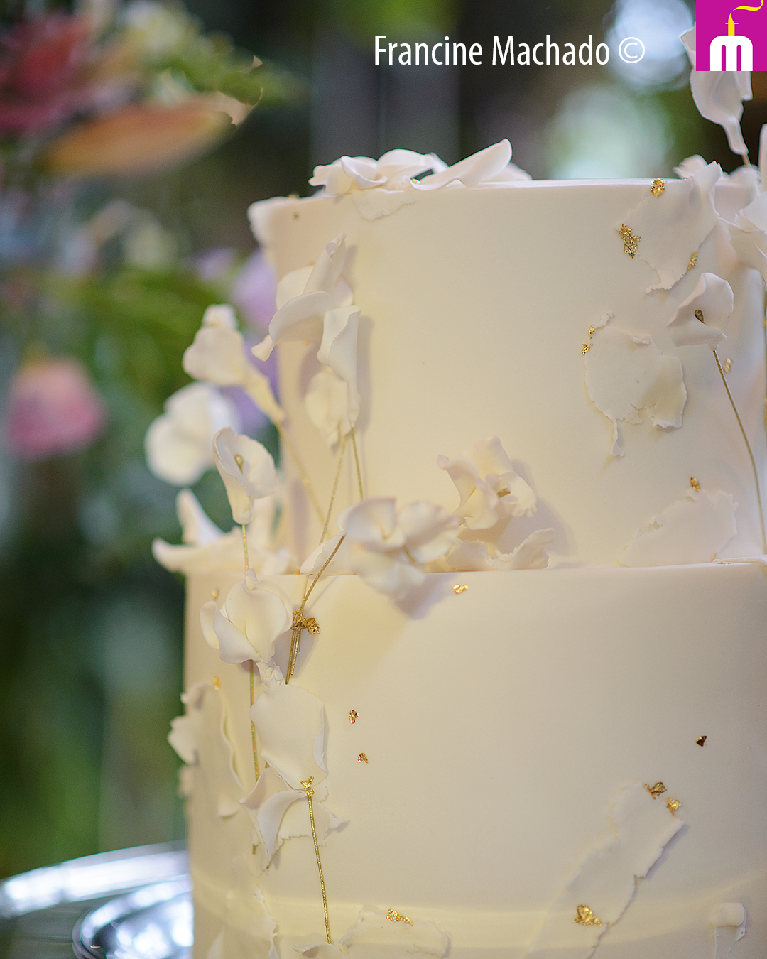 Francine Machado – Cake & Design – Bolos e Doces – Bolo para Casamento com 2 andares – Espaço Canto Verde – Caçapava, SP