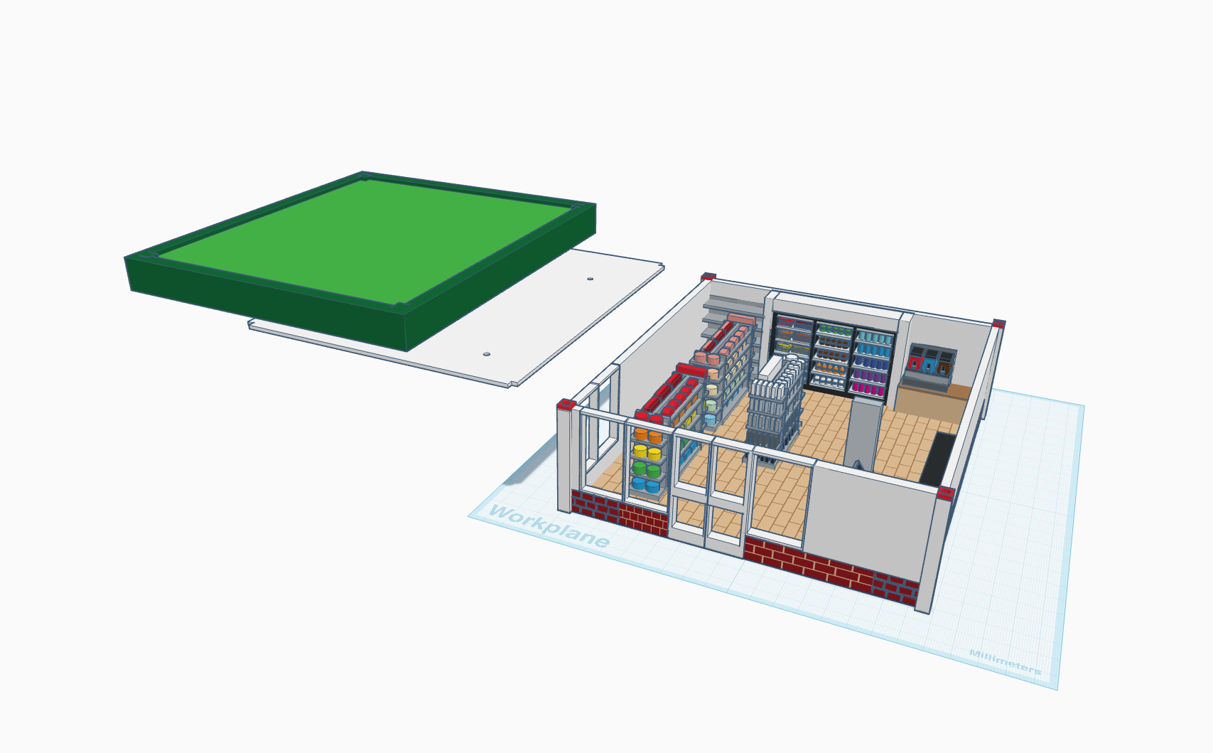 Exploded view of roof assembly