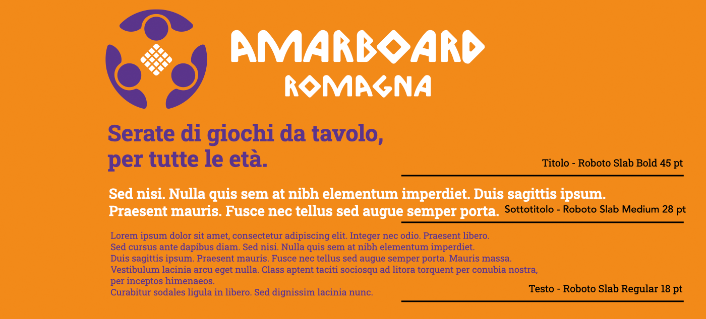 Gerarchia visiva font rebranding AmarBoard Romagna