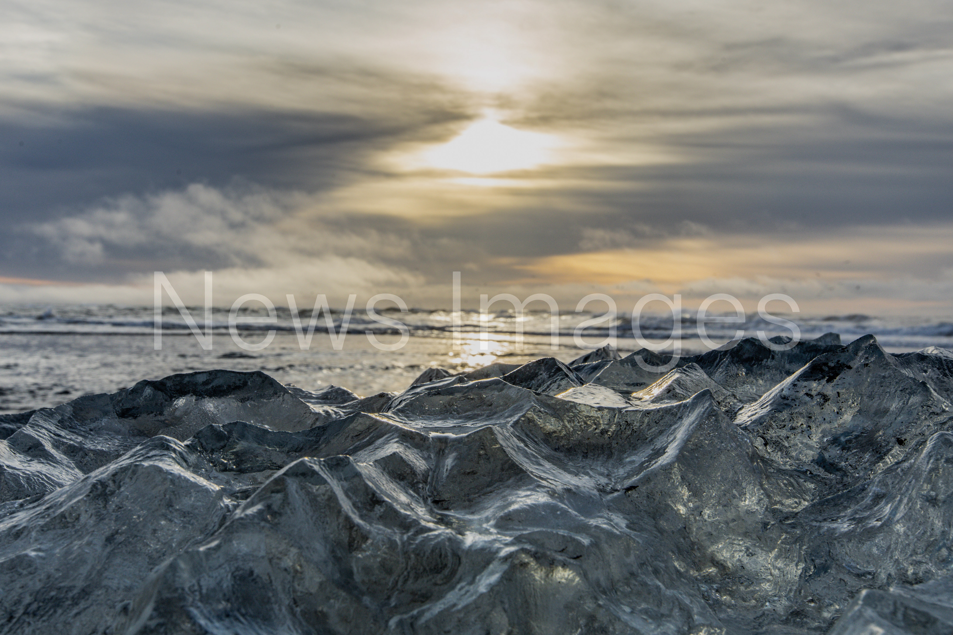 Small icebergs wash up on 'Diamond Beach' in Iceland