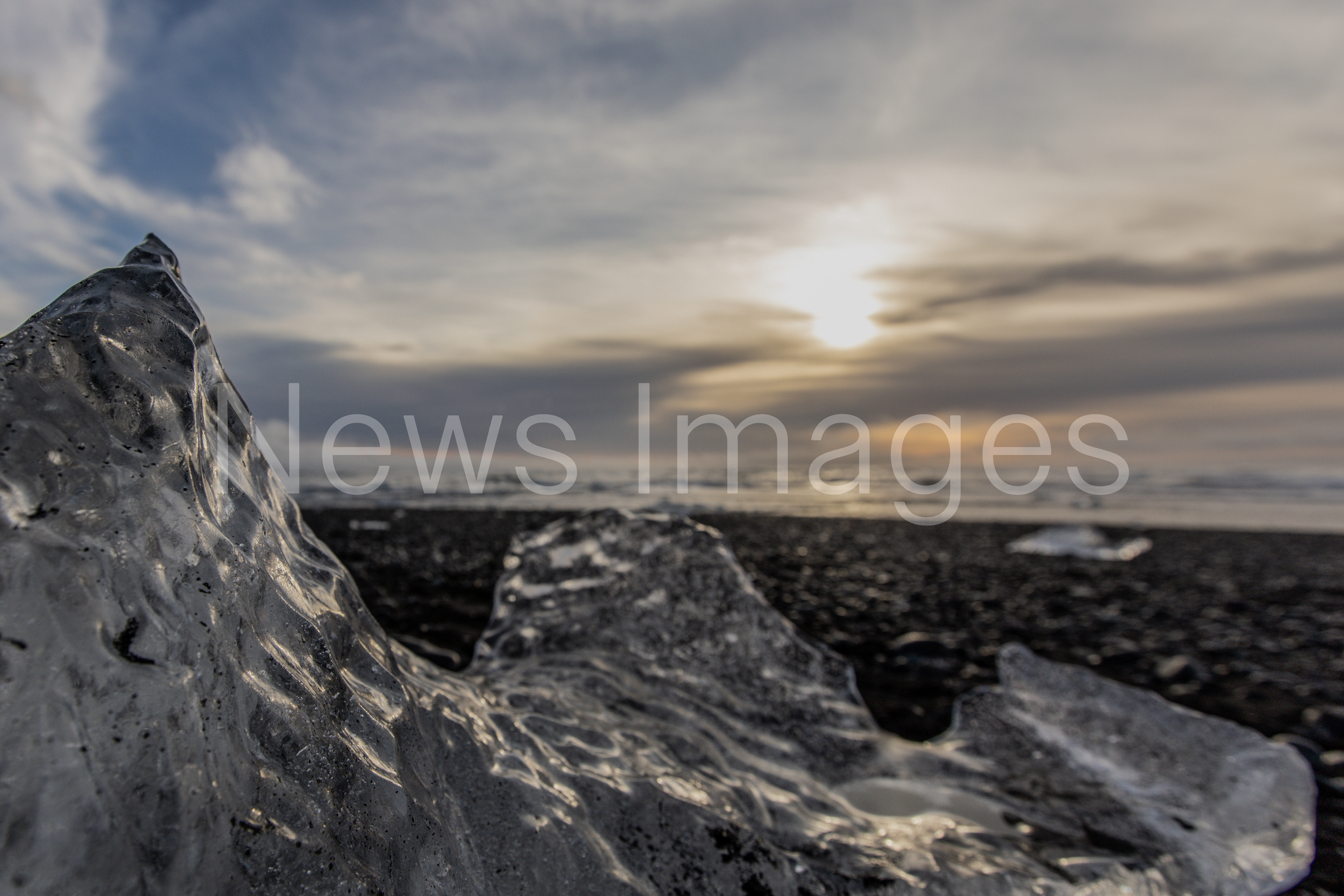 Small icebergs wash up on 'Diamond Beach' in Iceland