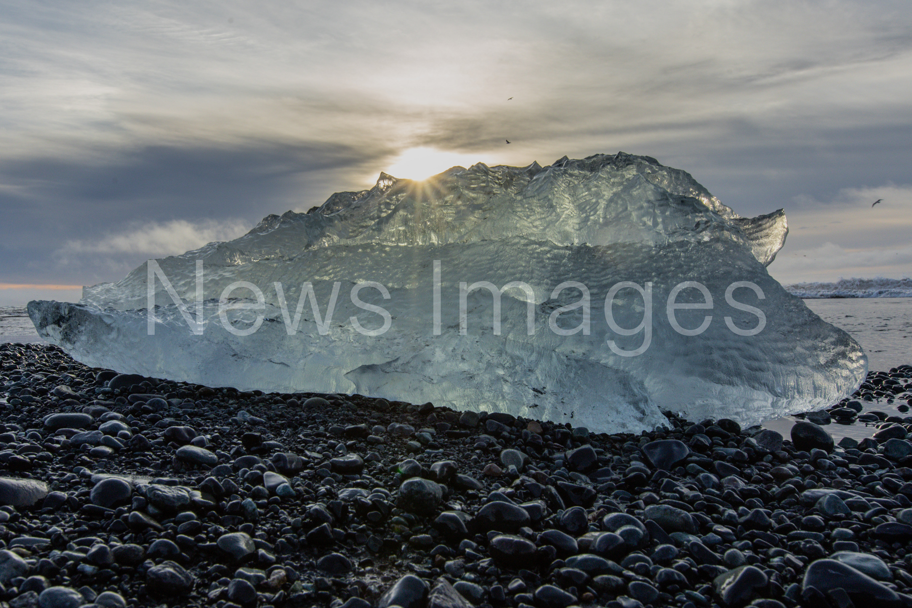 Small icebergs wash up on 'Diamond Beach' in Iceland